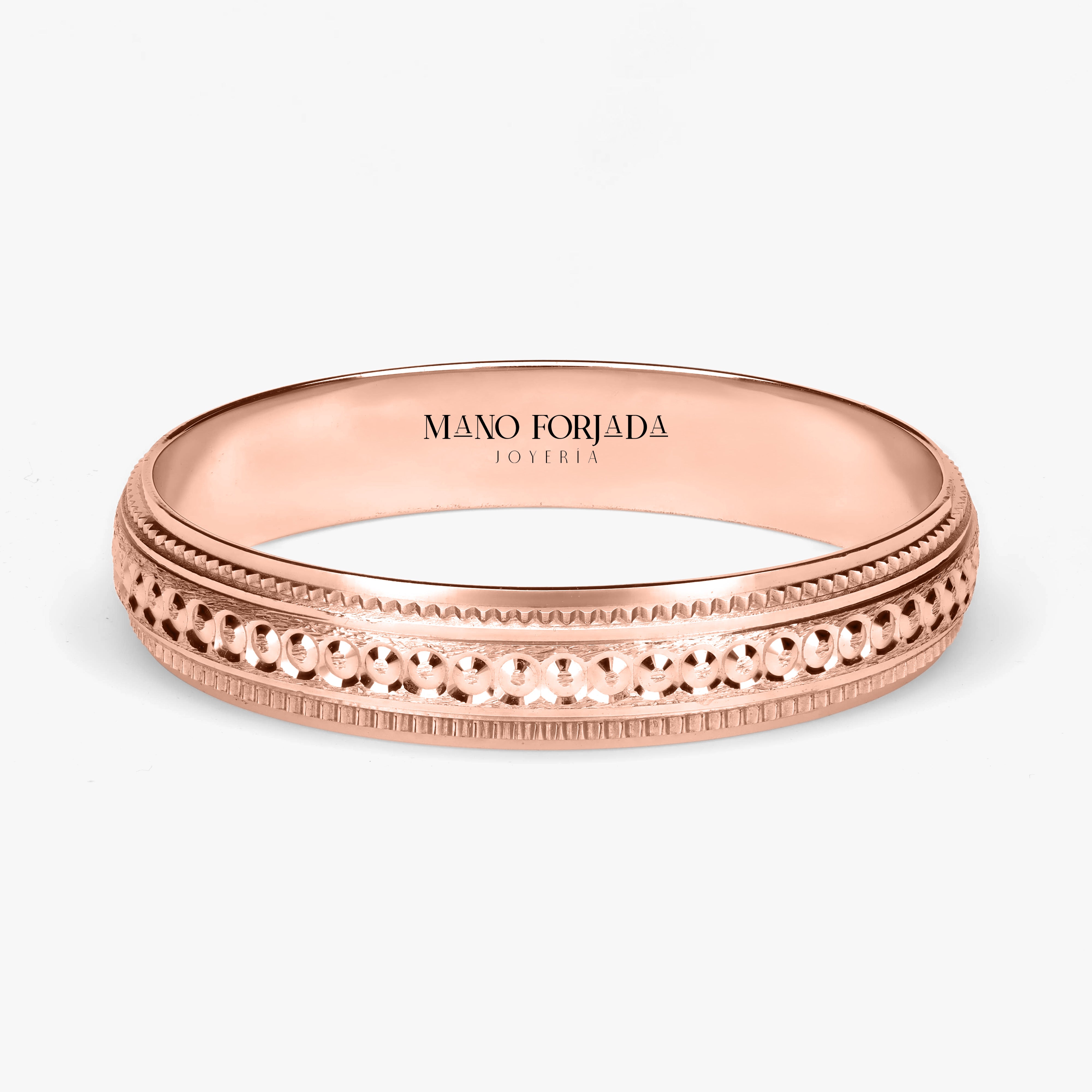 Argolla Granito Maciza 4mm en oro rosado