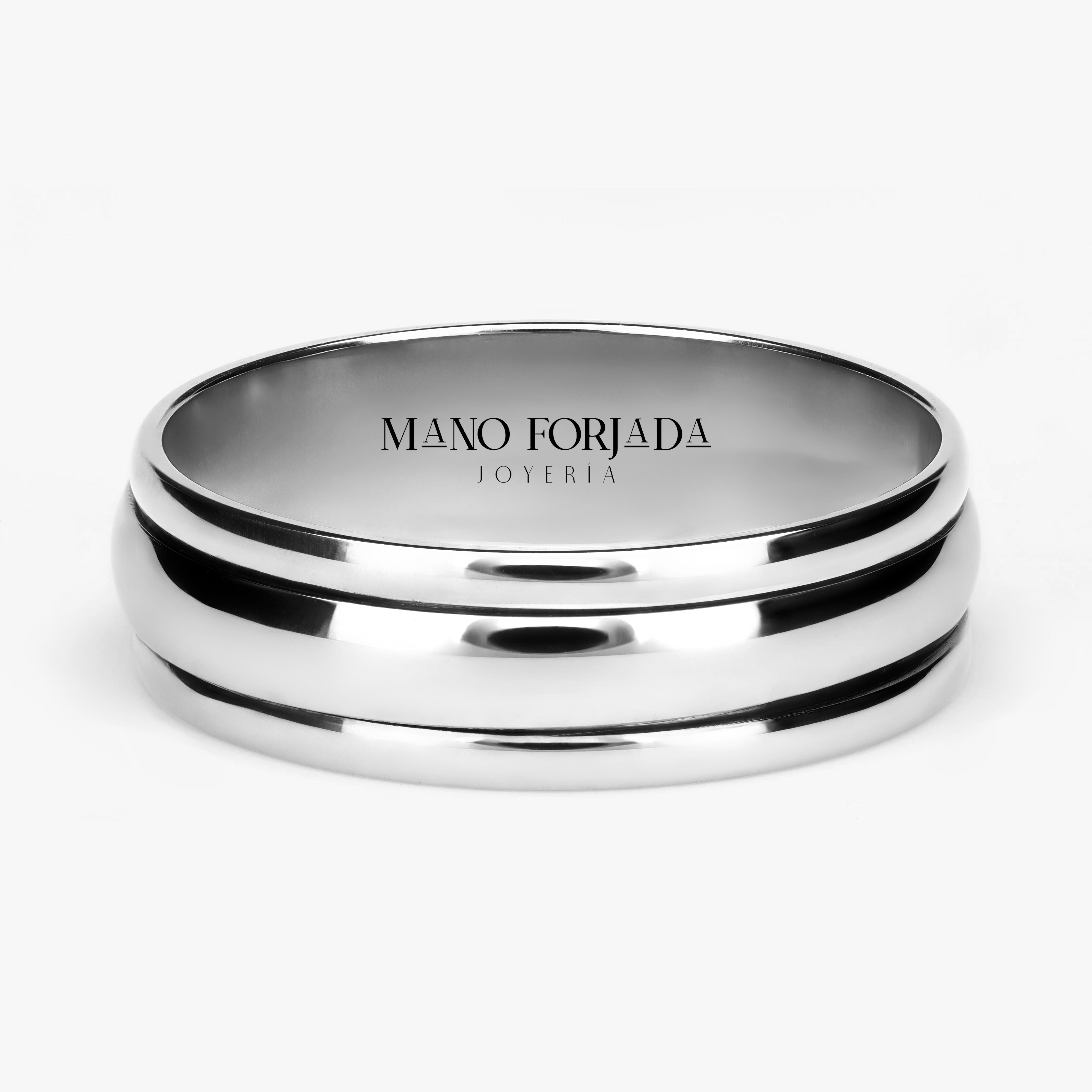 Argolla Sello Maciza 6mm en oro blanco