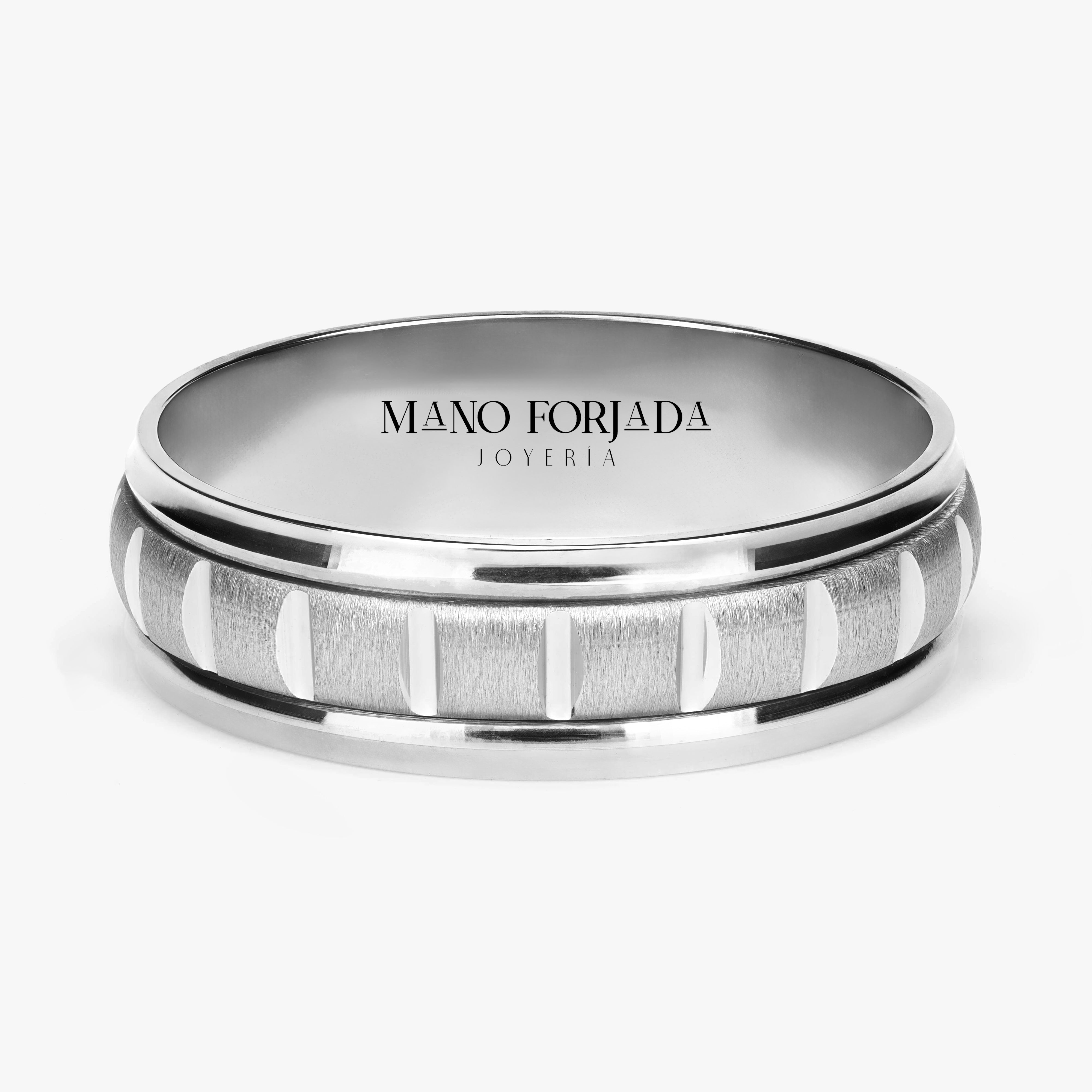 Argolla Tachuela Maciza 6mm en oro blanco