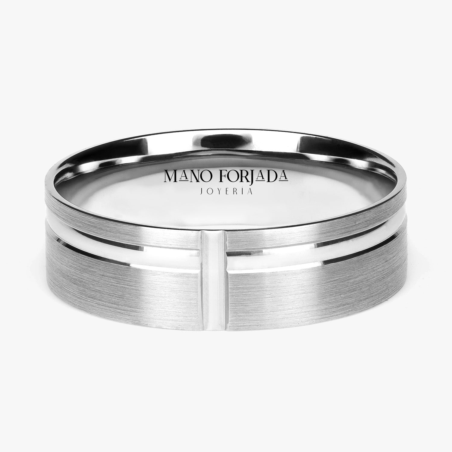 Argolla Cúmulo Confort Rellena 6mm en oro blanco