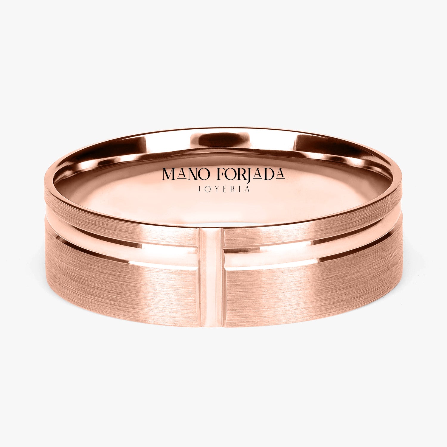 Argolla Cúmulo Confort Rellena 6mm en oro rosado
