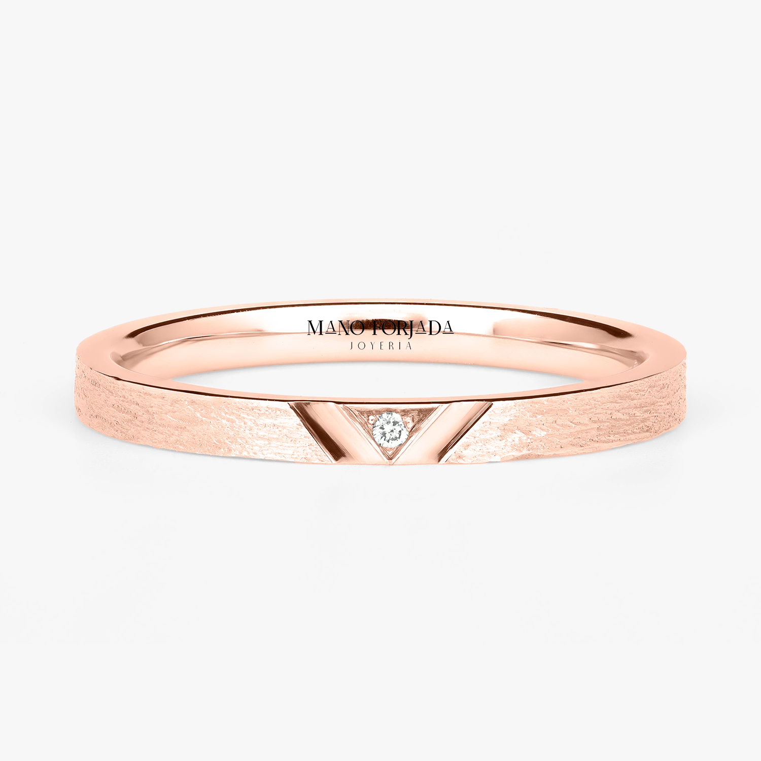 Argolla Brisa Confort Rellena 2mm Brillante con incrustaciones, oro rosado