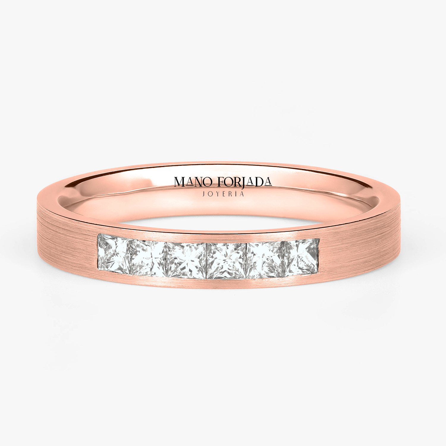 Argolla Brote Confort Rellena 3mm Brillante con incrustaciones, oro rosado