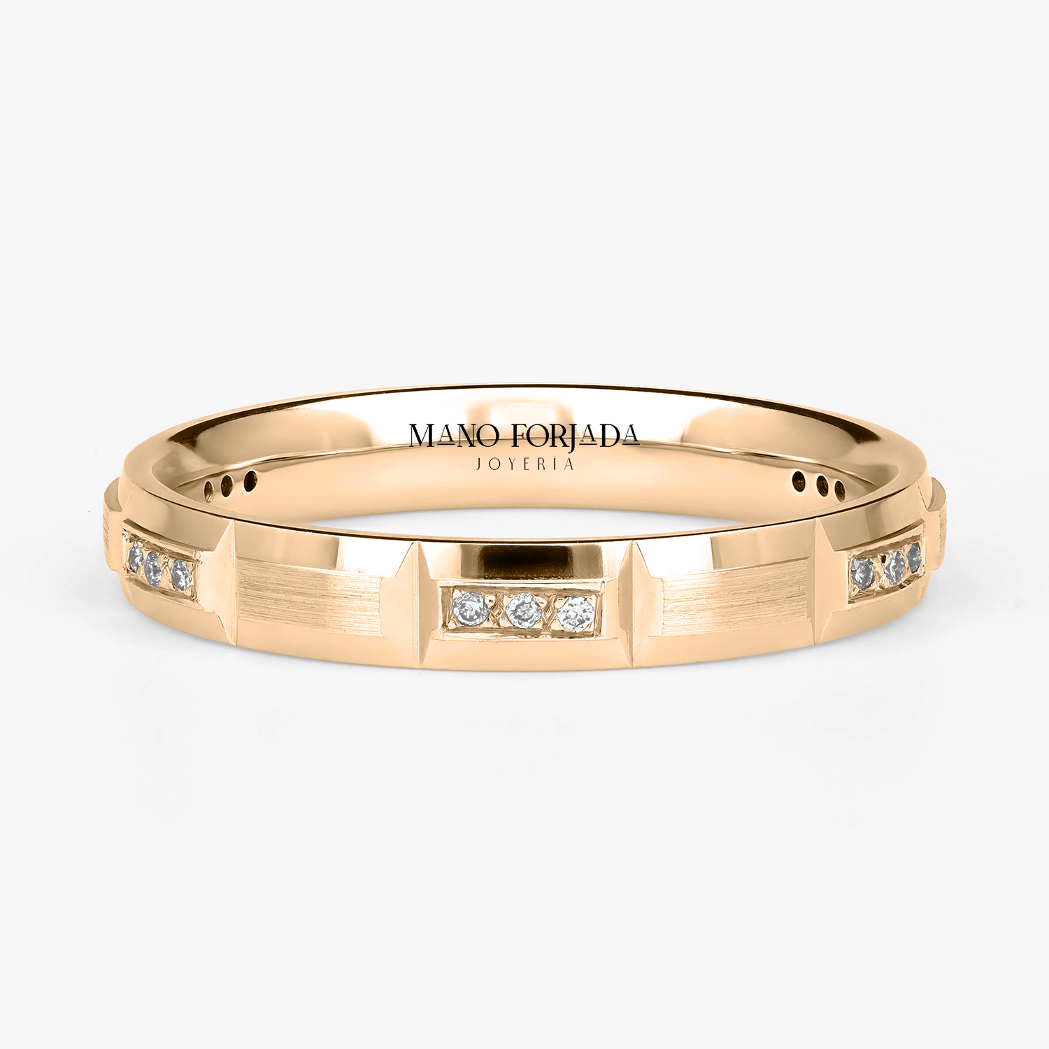 Argolla Garza Confort Rellena 3mm Brillante con incrustaciones, oro amarillo