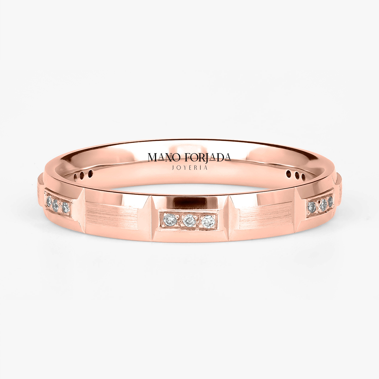 Argolla Garza Confort Rellena 3mm Brillante con incrustaciones, oro rosado