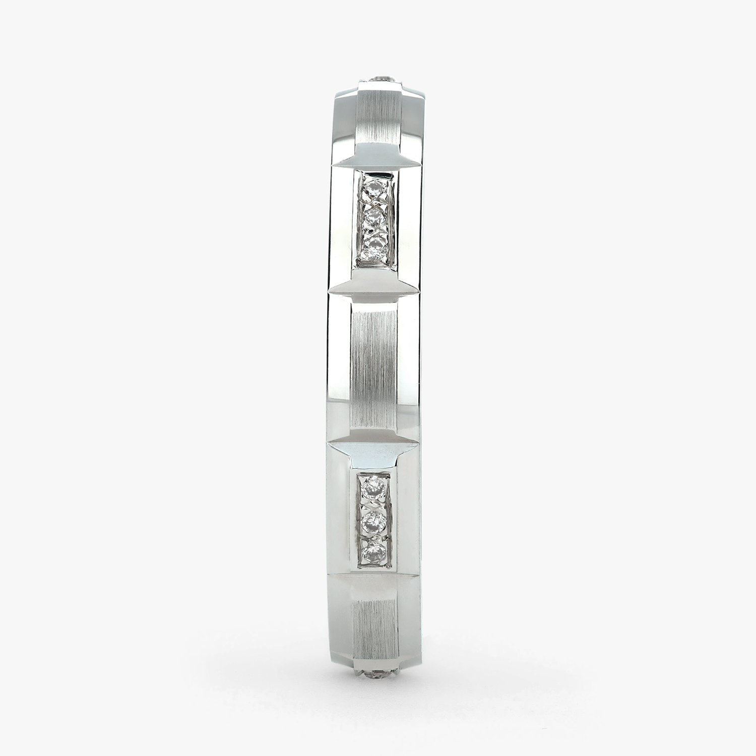 Argolla Garza Confort Rellena 3mm Brillante con incrustaciones, oro blanco