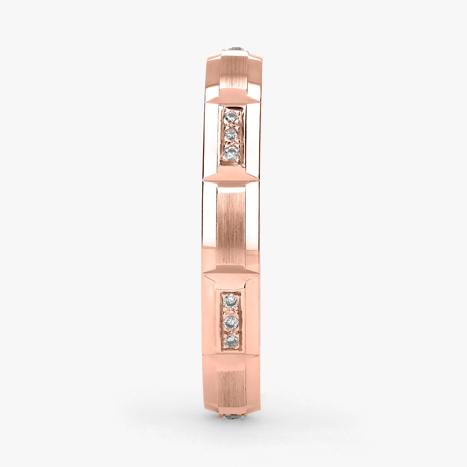 Argolla Garza Confort Rellena 3mm Brillante con incrustaciones, oro rosado
