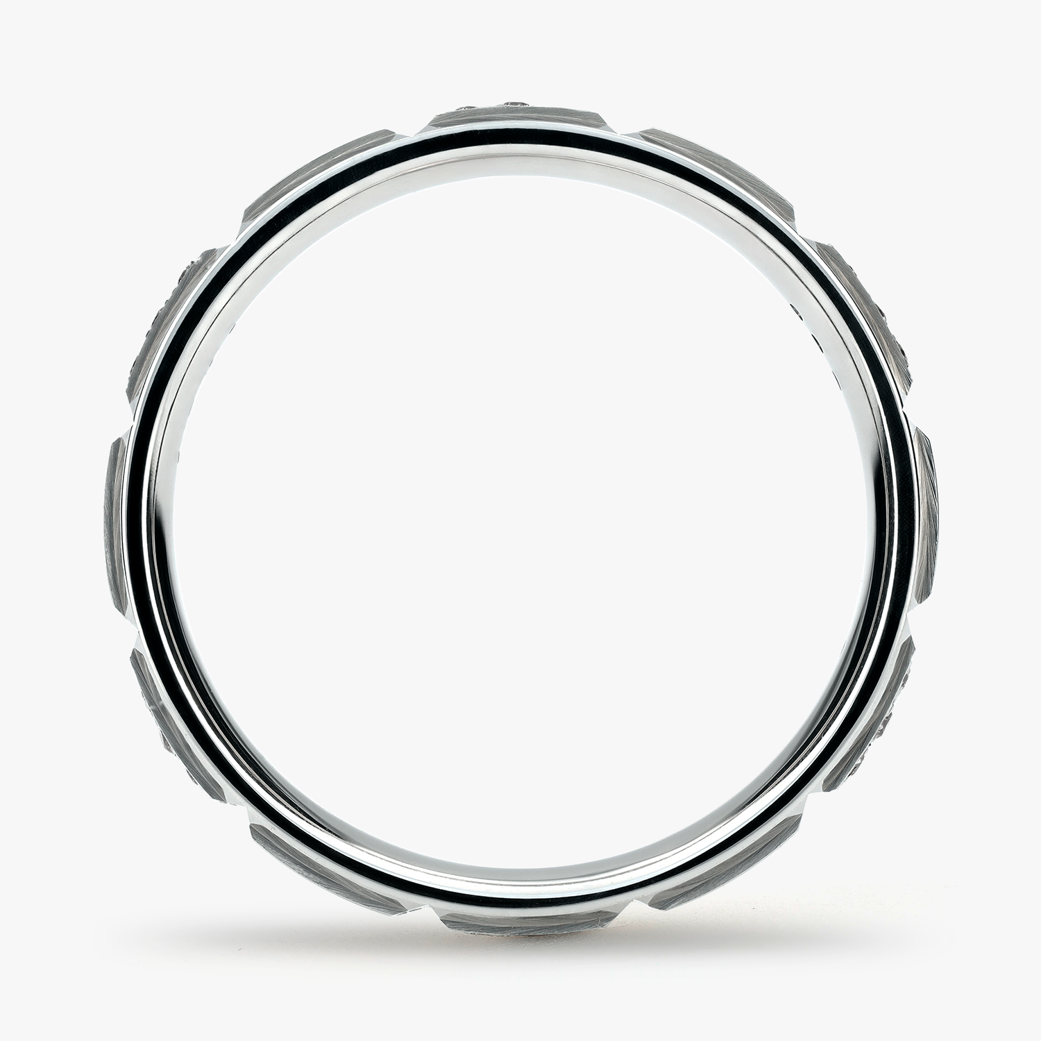 Argolla Garza Confort Rellena 3mm Brillante con incrustaciones, oro blanco