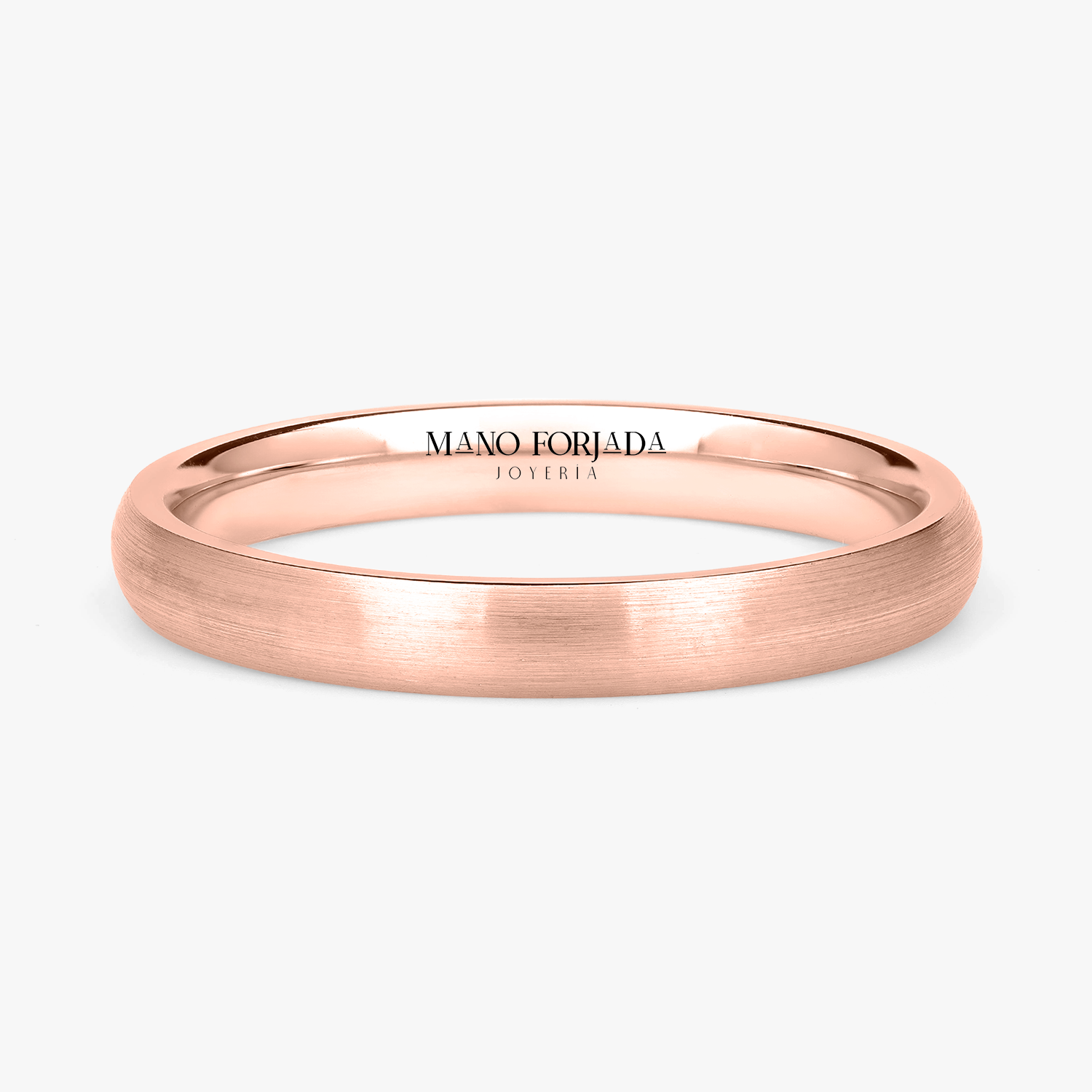 Argolla Hebra Confort Rellena 3mm Lisa en oro rosado