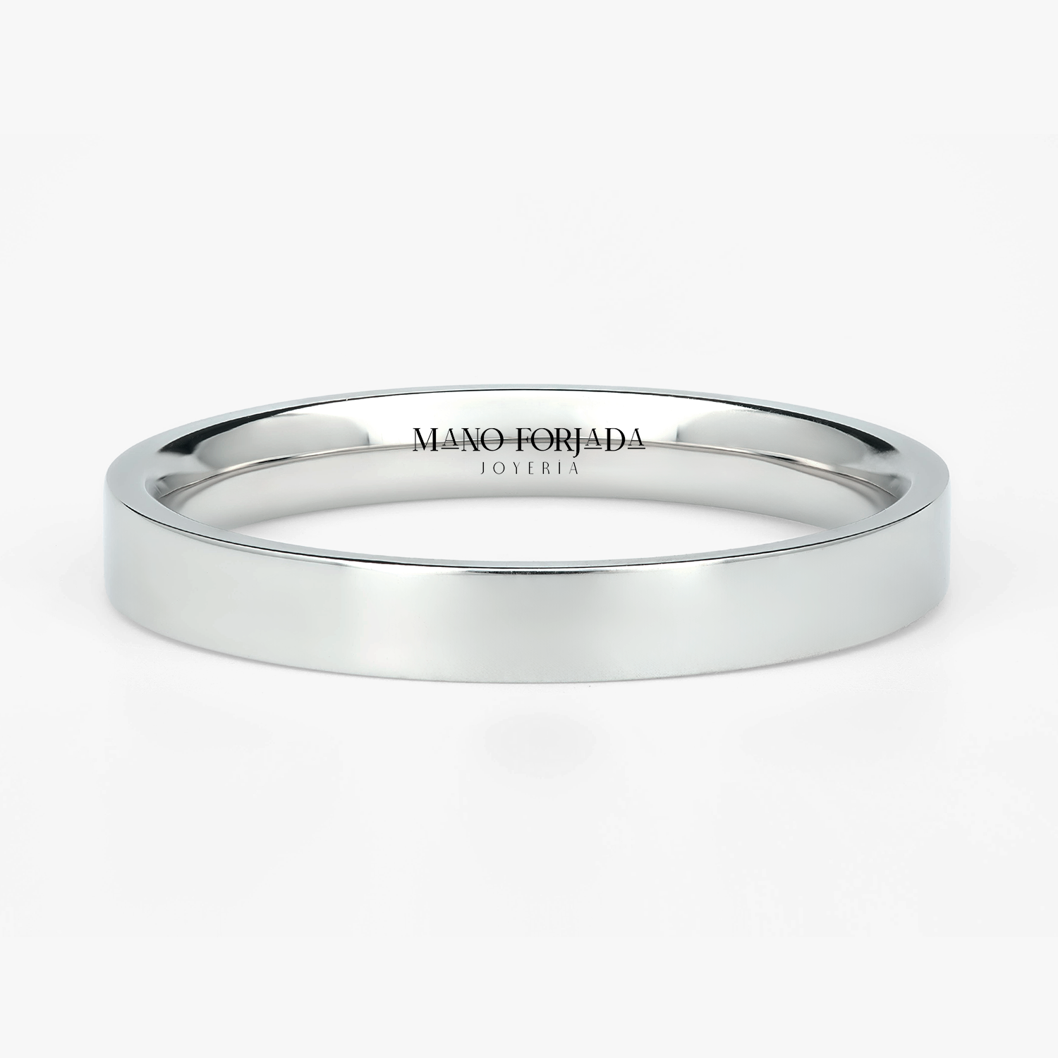 Argolla Vega Confort Rellena 3mm Lisa en oro blanco