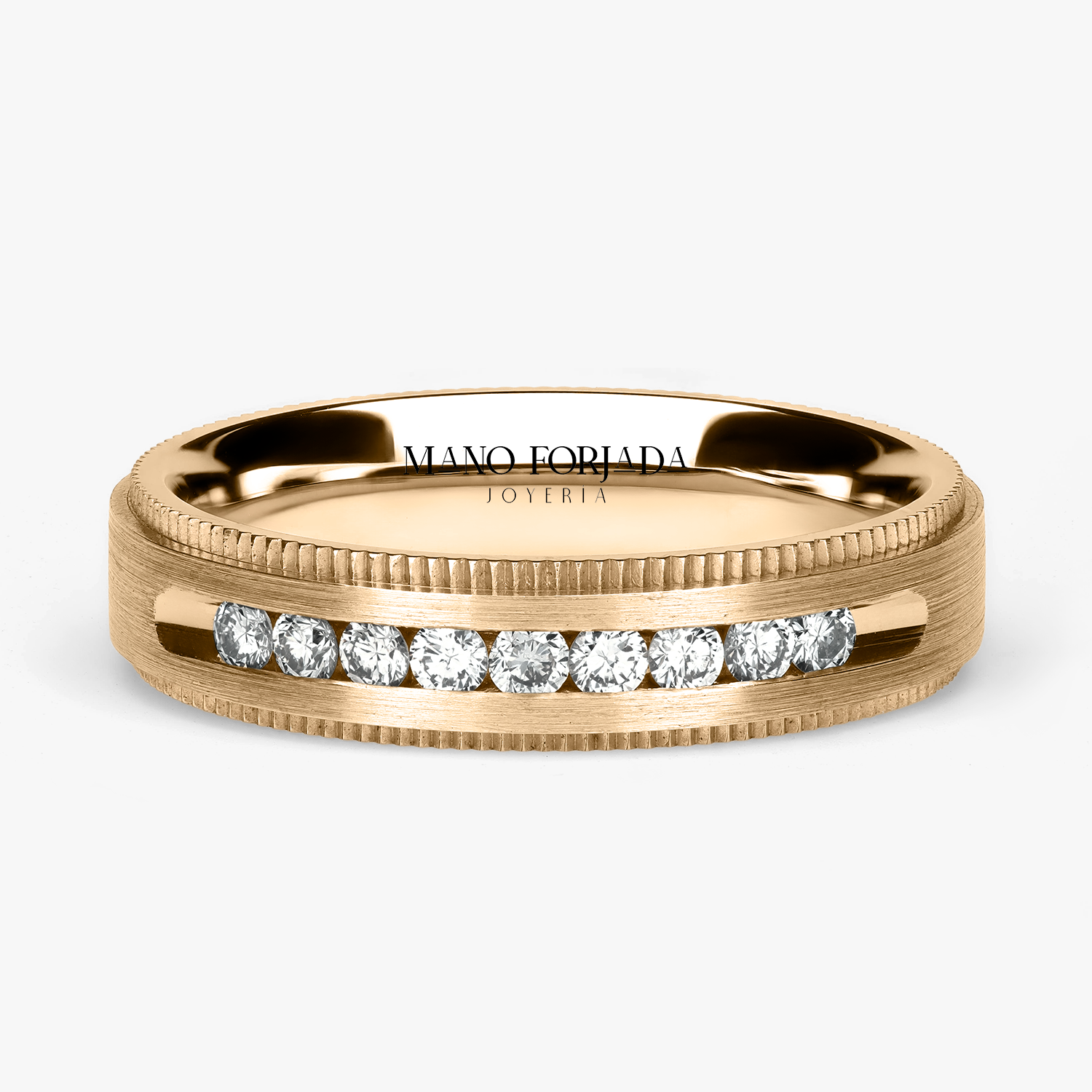 Argolla Niebla Confort Rellena 4mm Brillante con incrustaciones, oro amarillo