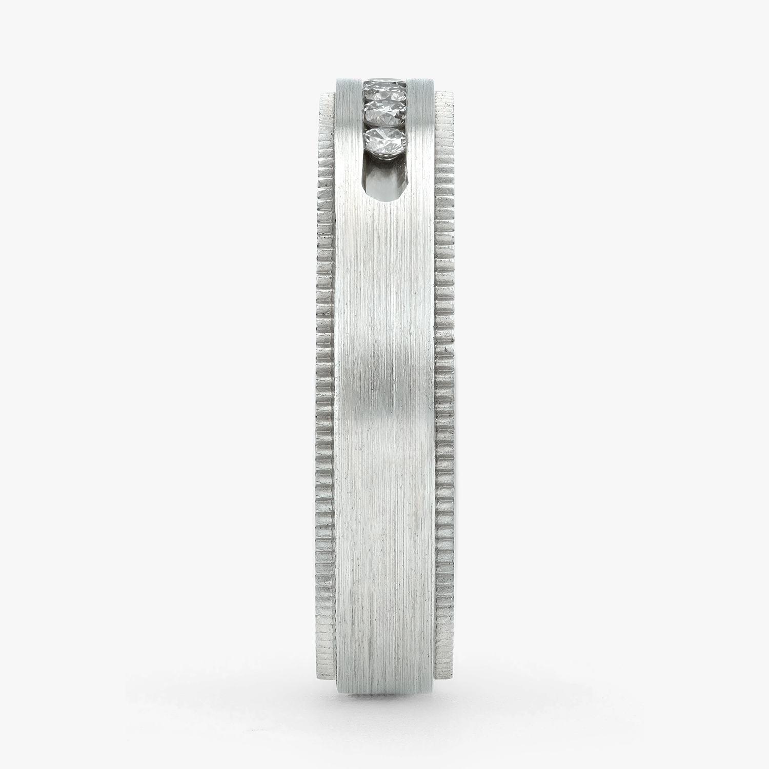 Argolla Niebla Confort Rellena 4mm Brillante con incrustaciones, oro blanco