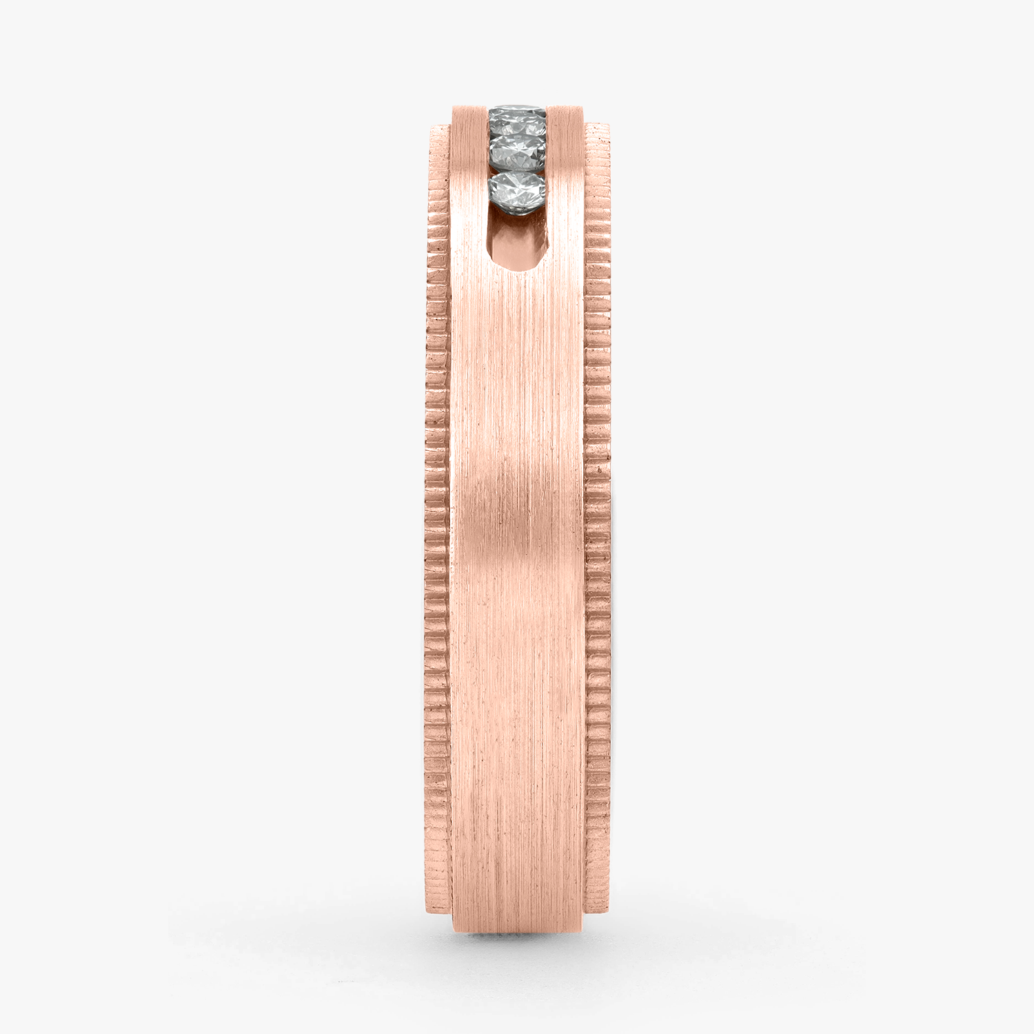 Argolla Niebla Confort Rellena 4mm Brillante con incrustaciones, oro rosado