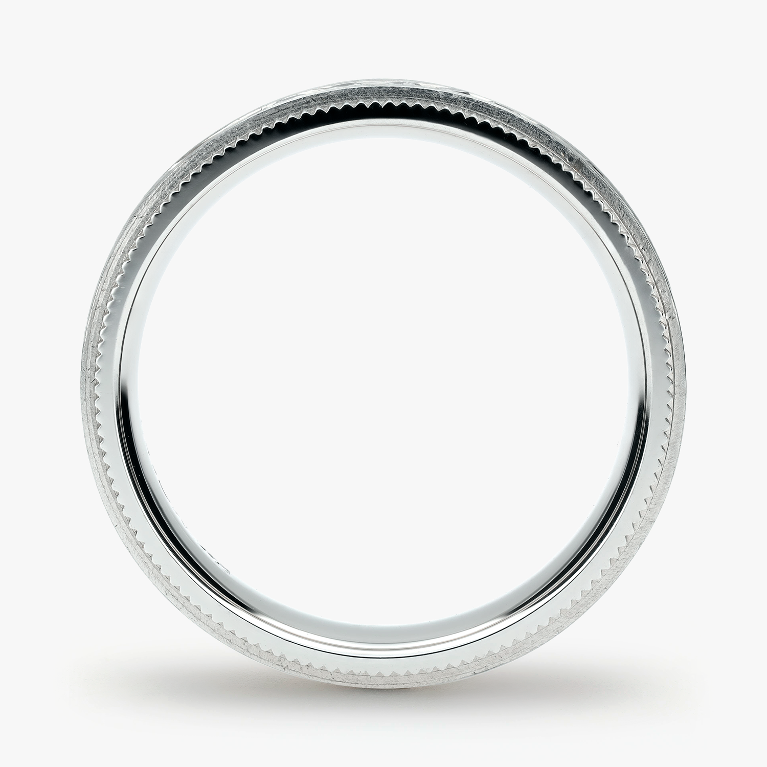 Argolla Niebla Confort Rellena 4mm Brillante con incrustaciones, oro blanco