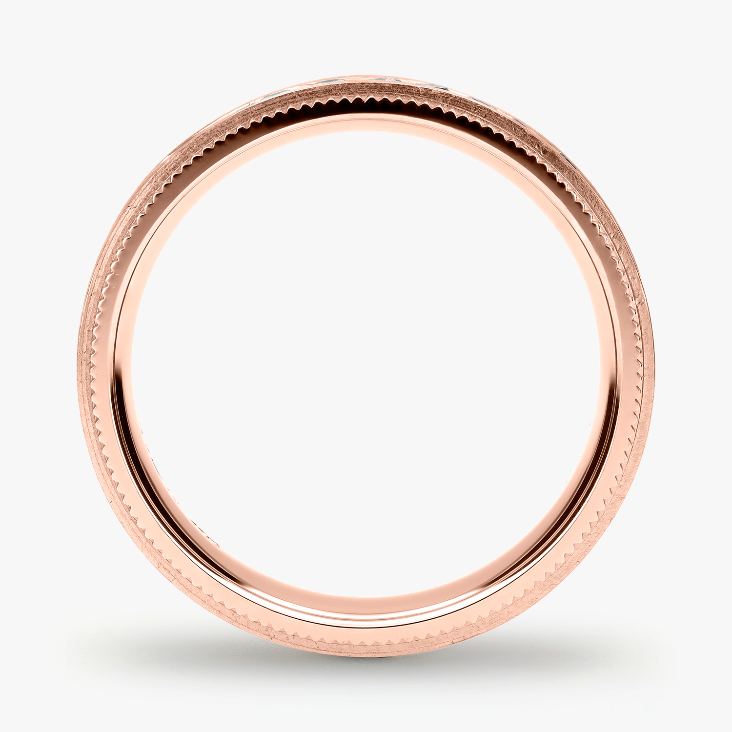 Argolla Niebla Confort Rellena 4mm Brillante con incrustaciones, oro rosado