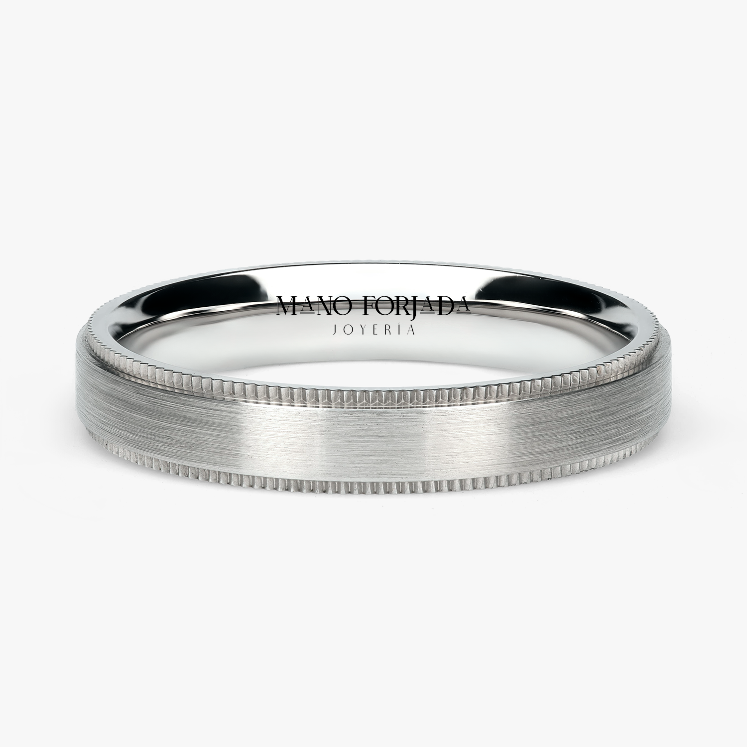 Argolla Niebla Confort Rellena 4mm Lisa en oro blanco