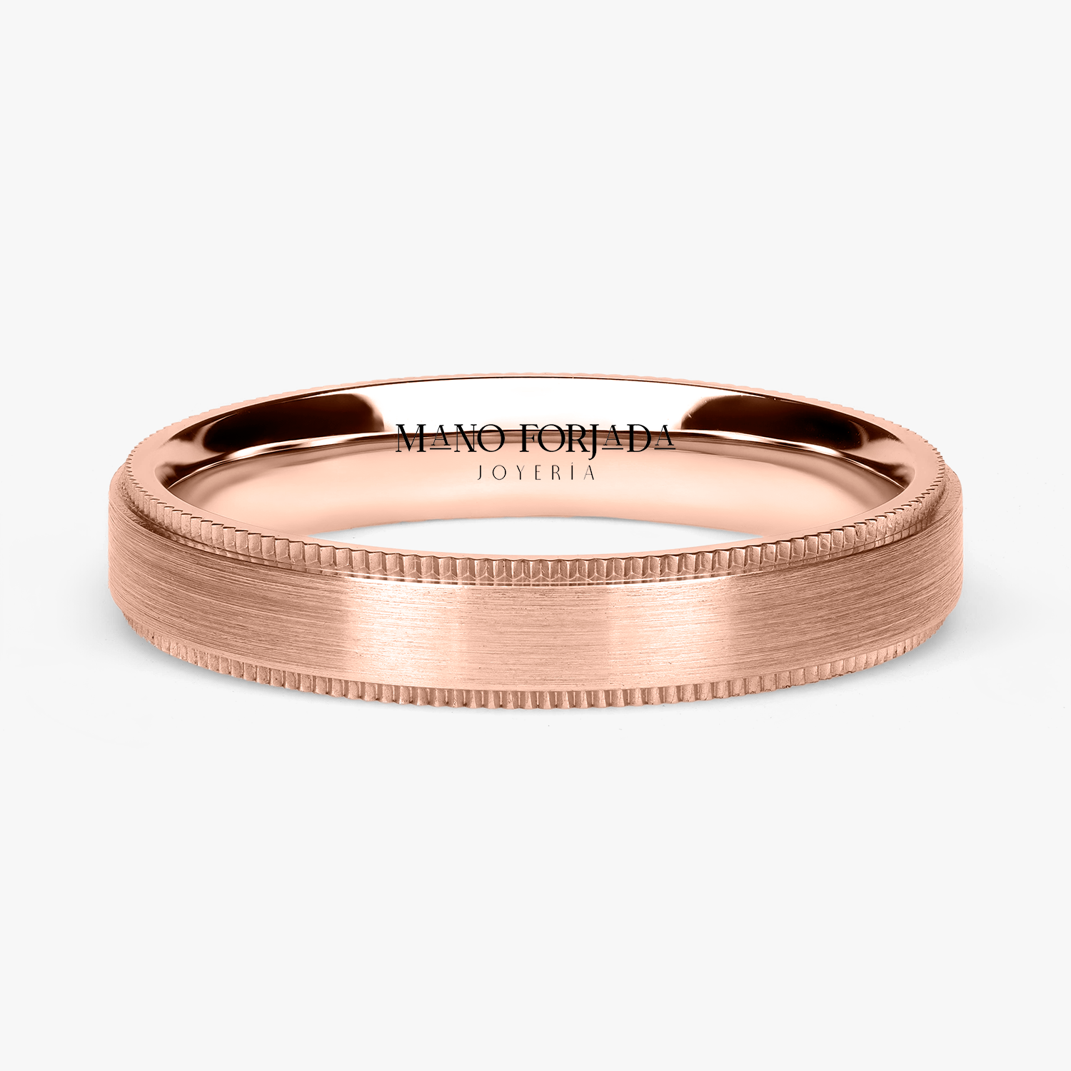 Argolla Niebla Confort Rellena 4mm Lisa en oro rosado