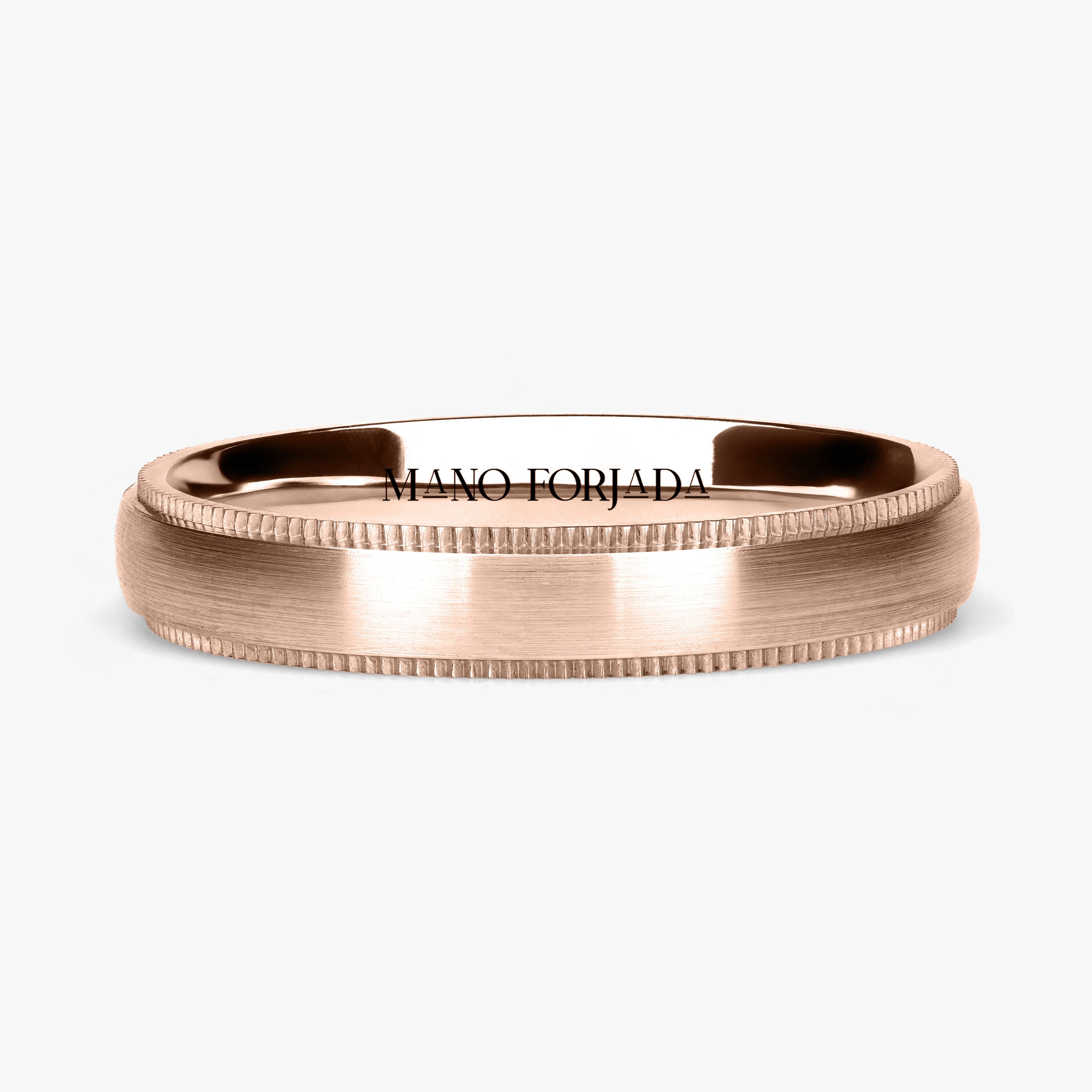 Argolla Listón Confort Rellena 4mm Lisa en oro rosado