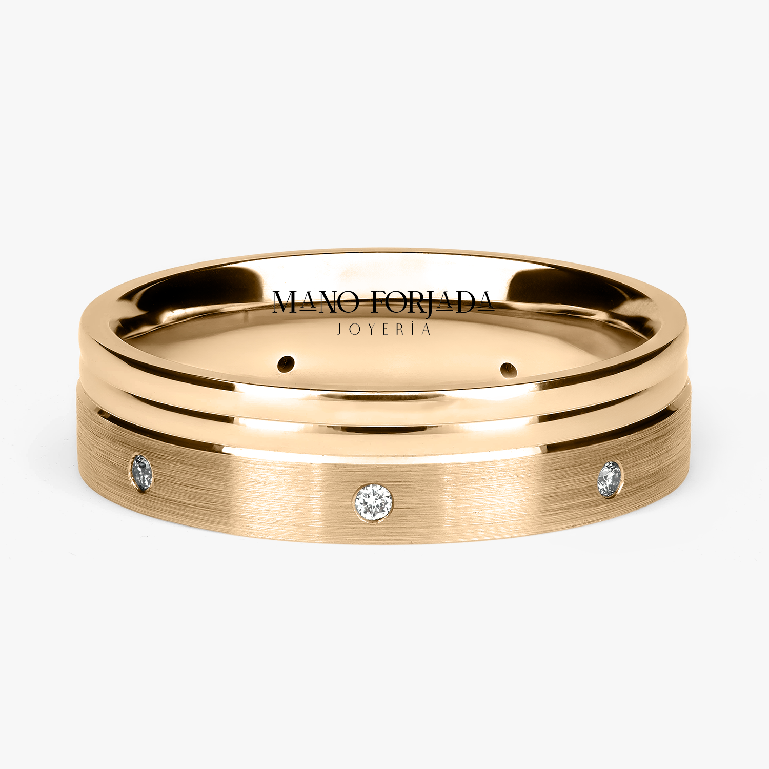 Argolla Bosque Confort Rellena 5mm Brillante con incrustaciones, oro amarillo