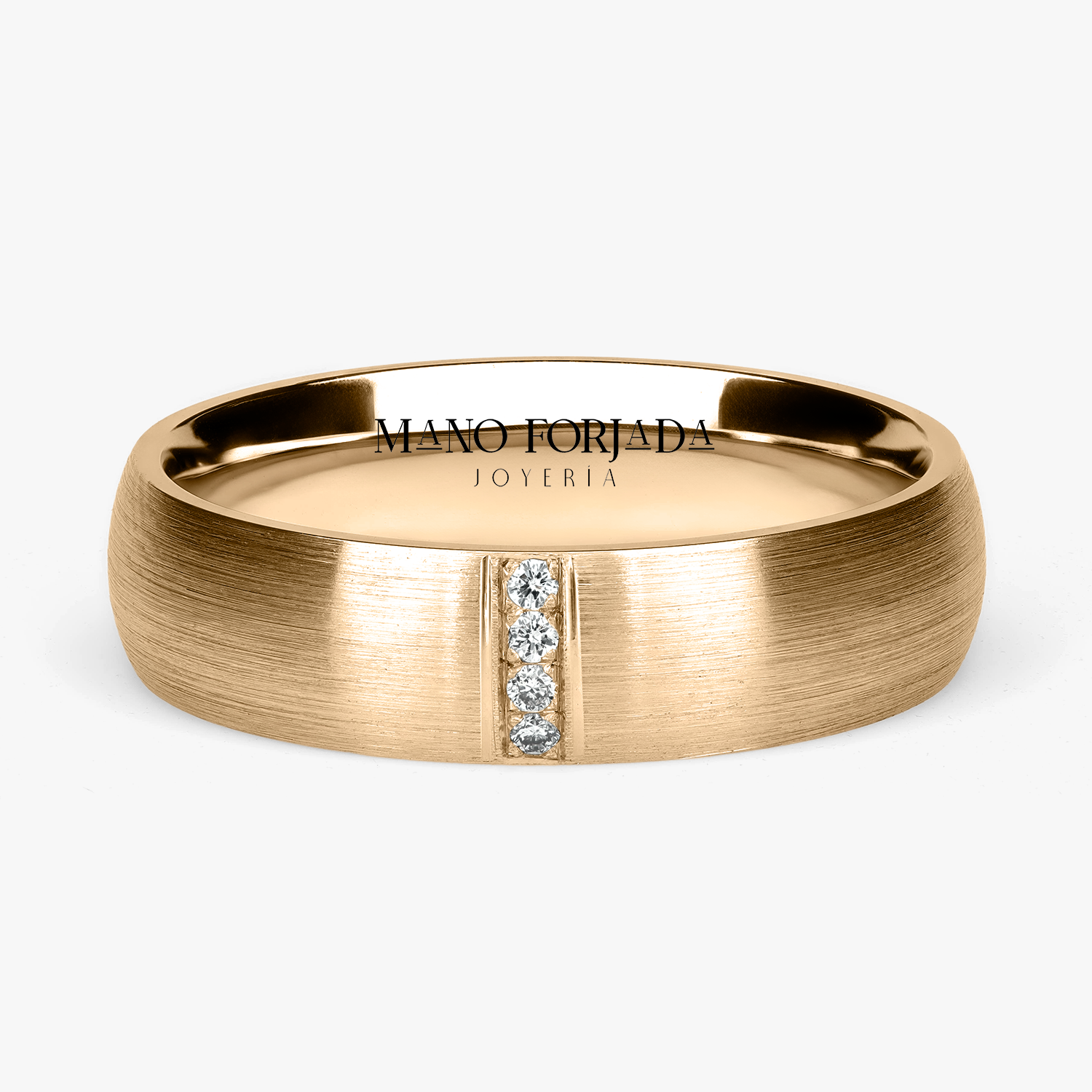 Argolla Gota Confort Rellena 5mm Brillante con incrustaciones, oro amarillo