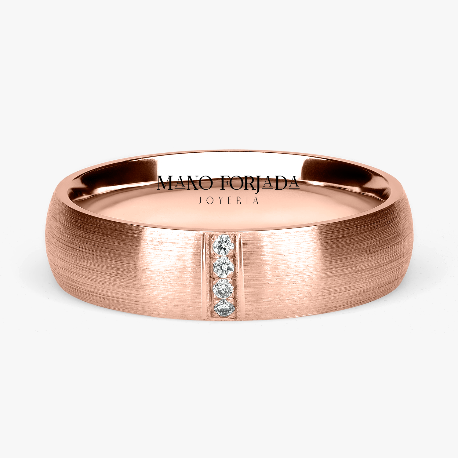 Argolla Gota Confort Rellena 5mm Brillante con incrustaciones, oro rosado