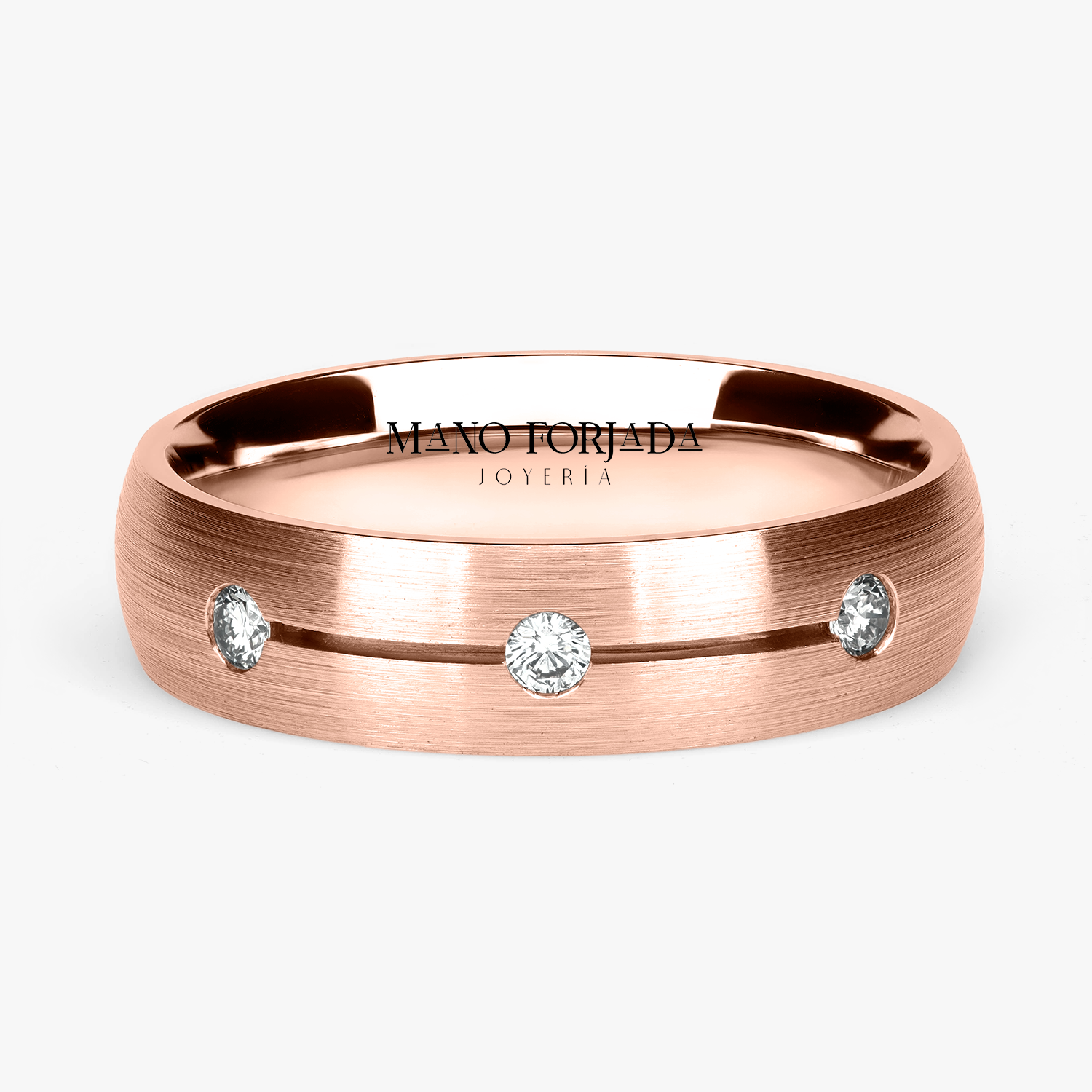 Argolla Costa Confort Rellena 5mm Brillante con incrustaciones, oro rosado