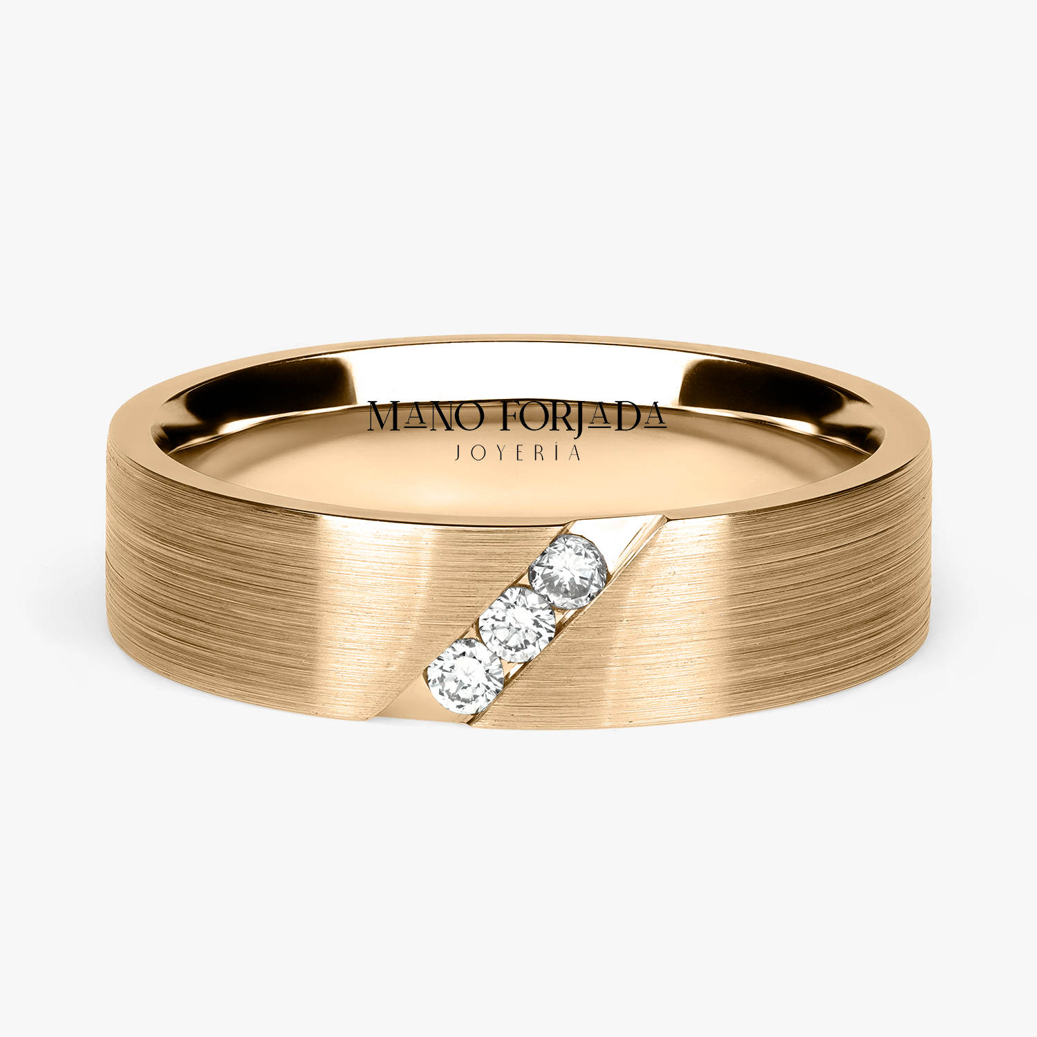 Argolla Arrecife Confort Rellena 5mm Brillante con incrustaciones, oro amarillo