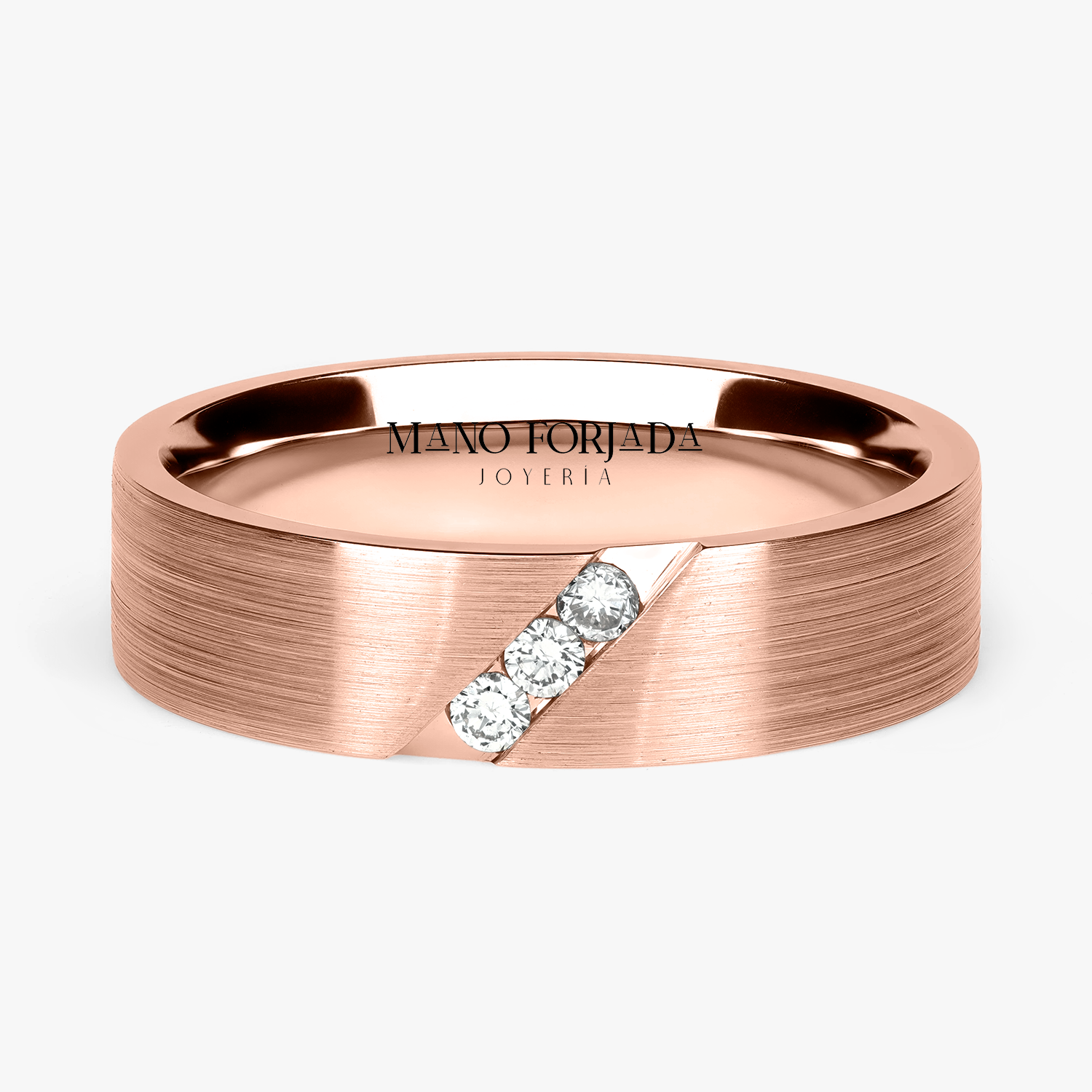 Argolla Arrecife Confort Rellena 5mm Brillante con incrustaciones, oro rosado