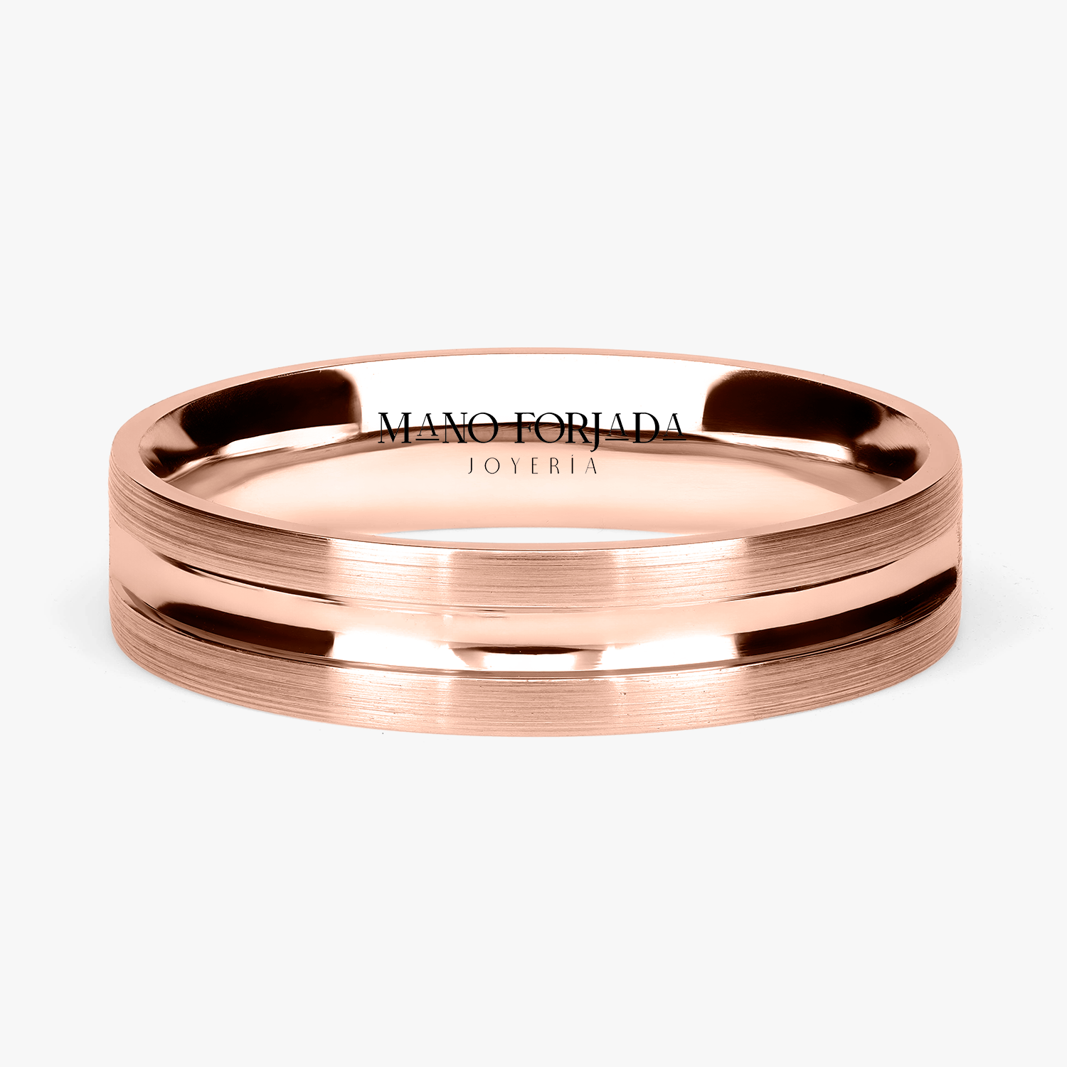 Argolla Sierra Confort Rellena 5mm Lisa en oro rosado
