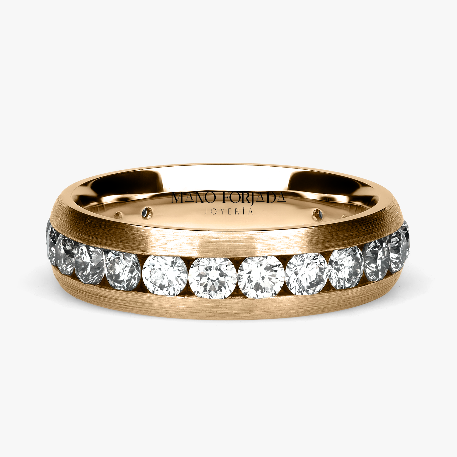 Argolla Brasa Confort Rellena 5mm Brillante con incrustaciones, oro amarillo