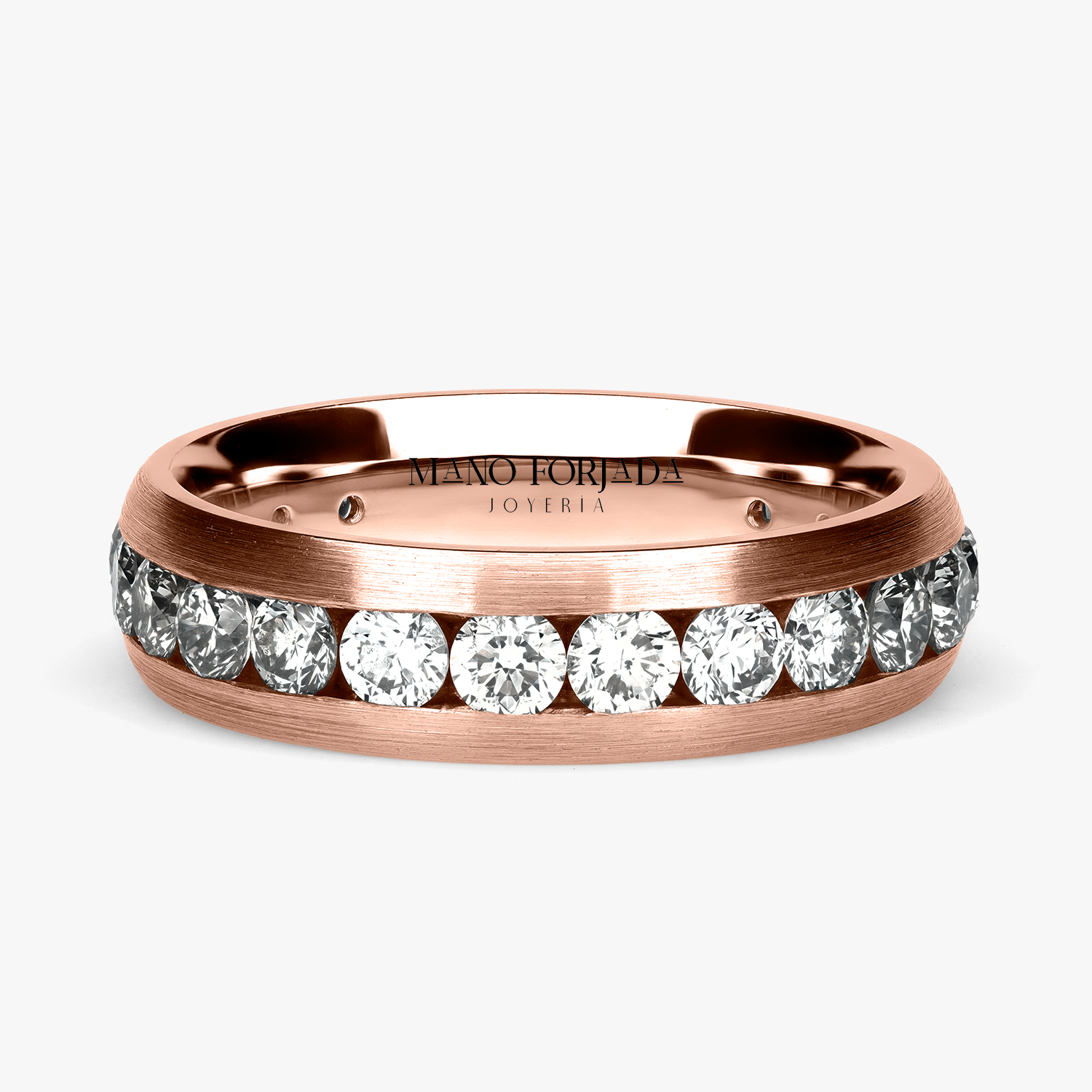Argolla Brasa Confort Rellena 5mm Brillante con incrustaciones, oro rosado