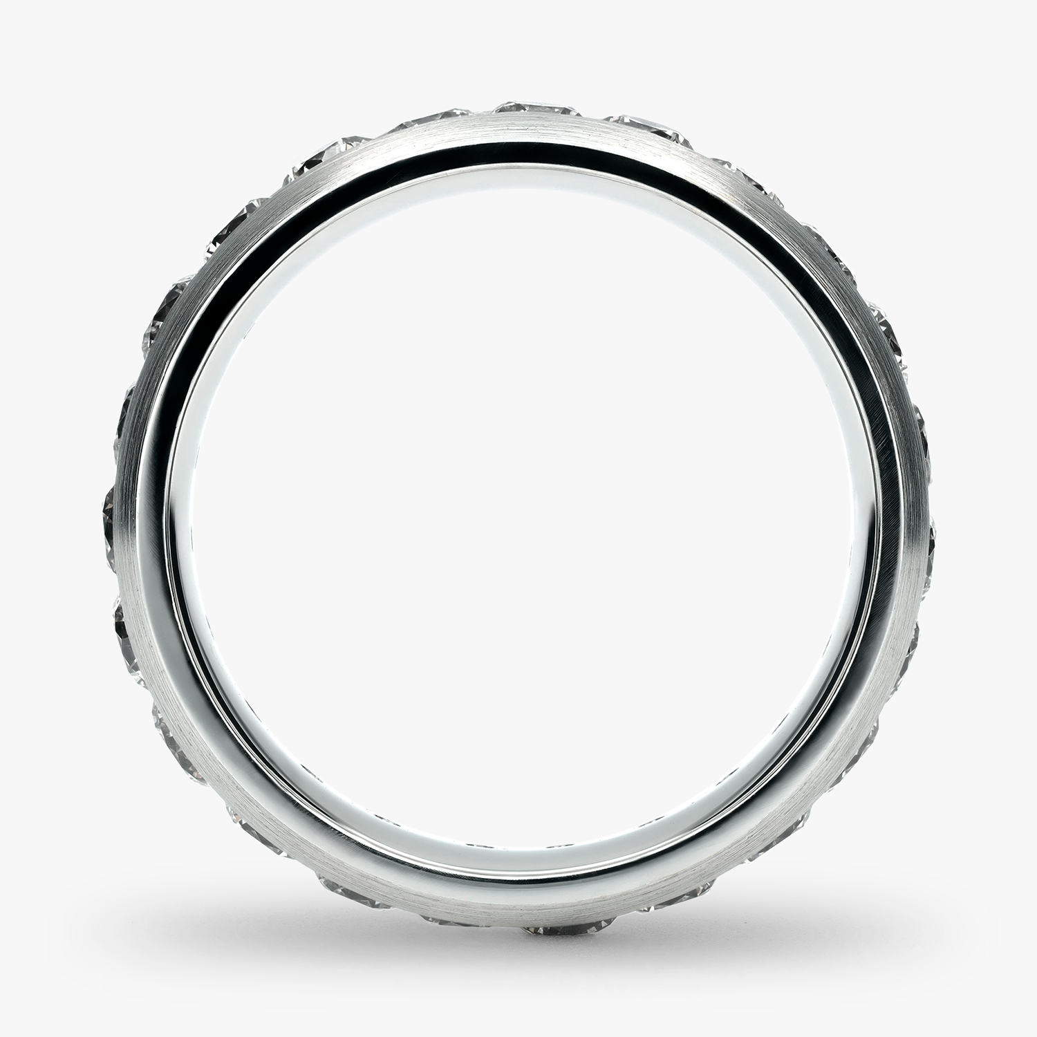 Argolla Brasa Confort Rellena 5mm Brillante con incrustaciones, oro blanco