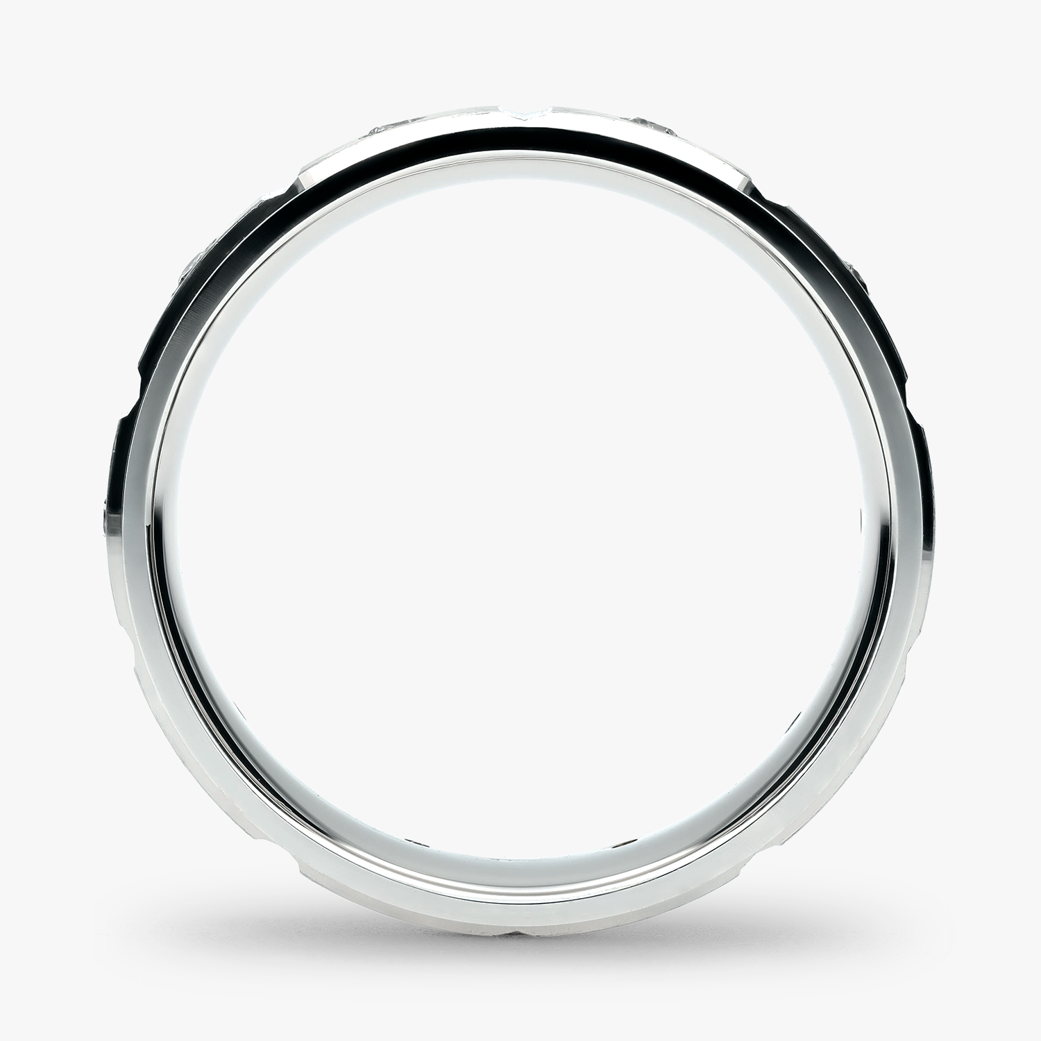 Argolla Cenote Confort Rellena 6mm Brillante con incrustaciones, oro blanco