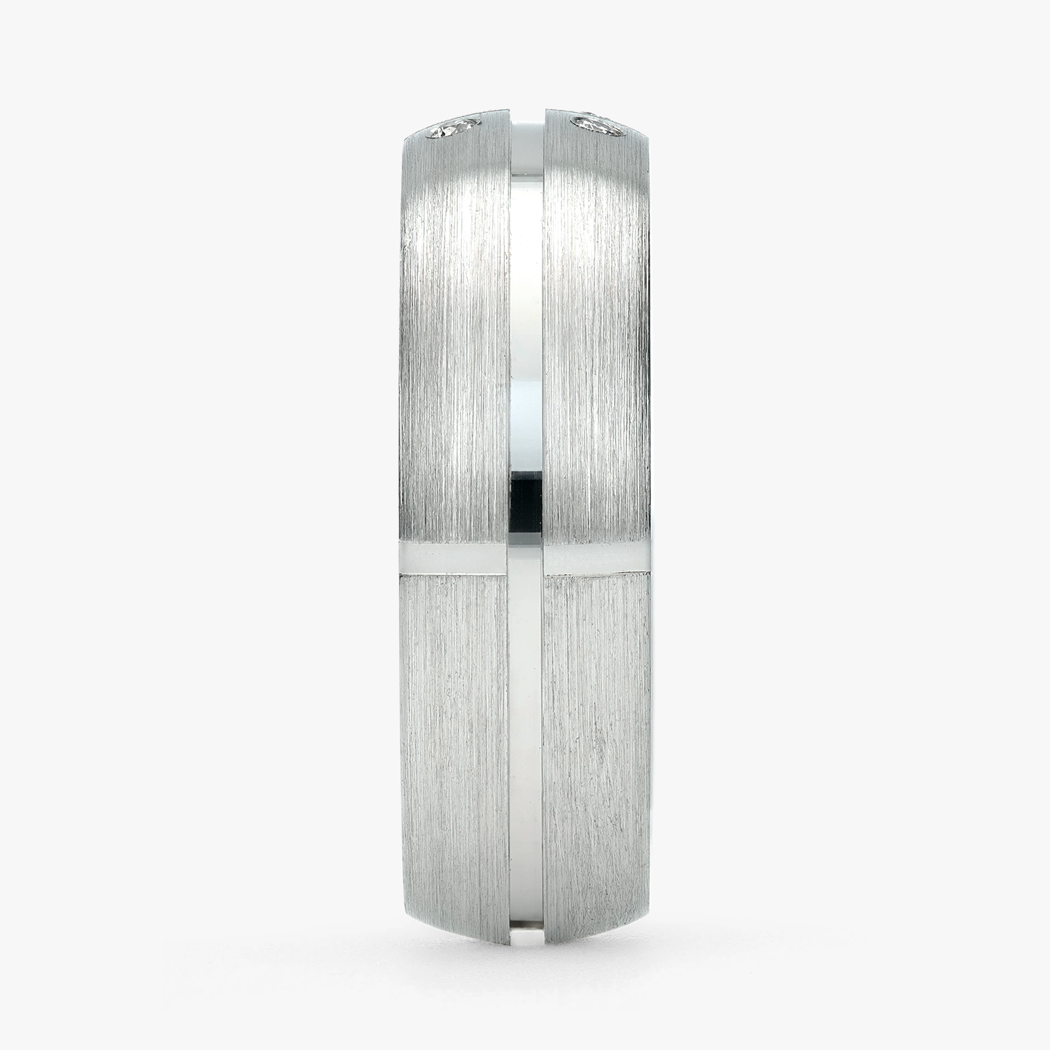 Argolla Cumbre Confort Rellena 6mm Brillante con incrustaciones, oro blanco