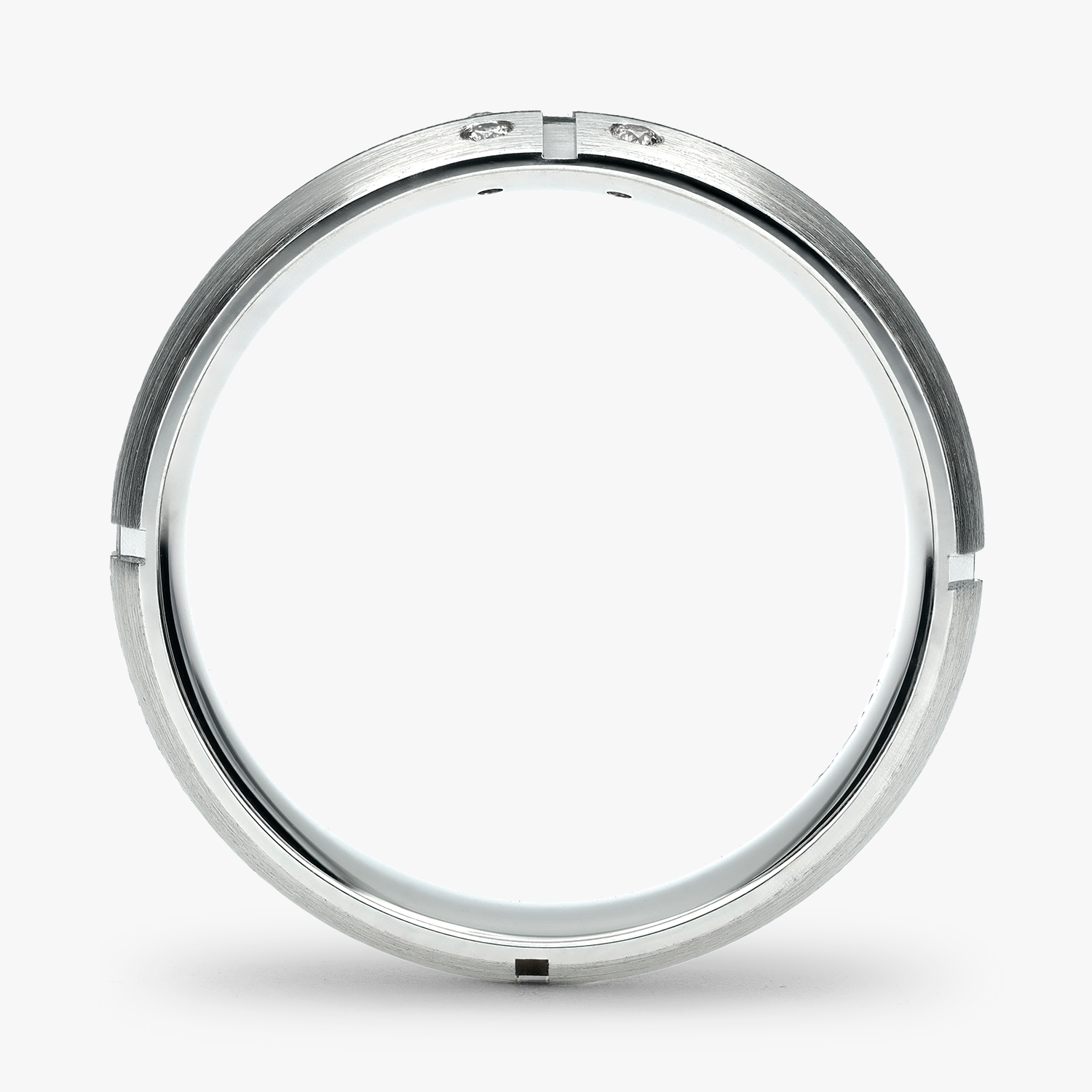 Argolla Cumbre Confort Rellena 6mm Brillante con incrustaciones, oro blanco