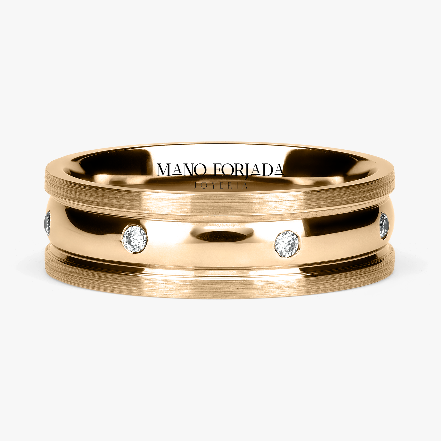 Argolla Volcán Confort Rellena 6mm Brillante con incrustaciones, oro amarillo