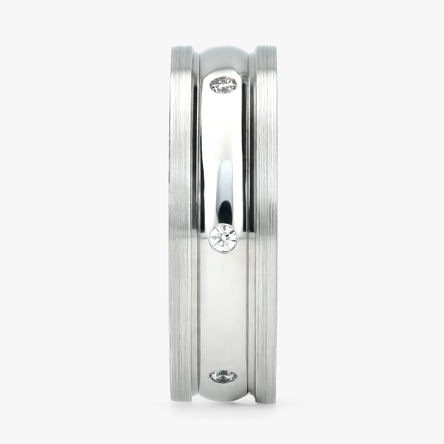 Argolla Volcán Confort Rellena 6mm Brillante con incrustaciones, oro blanco