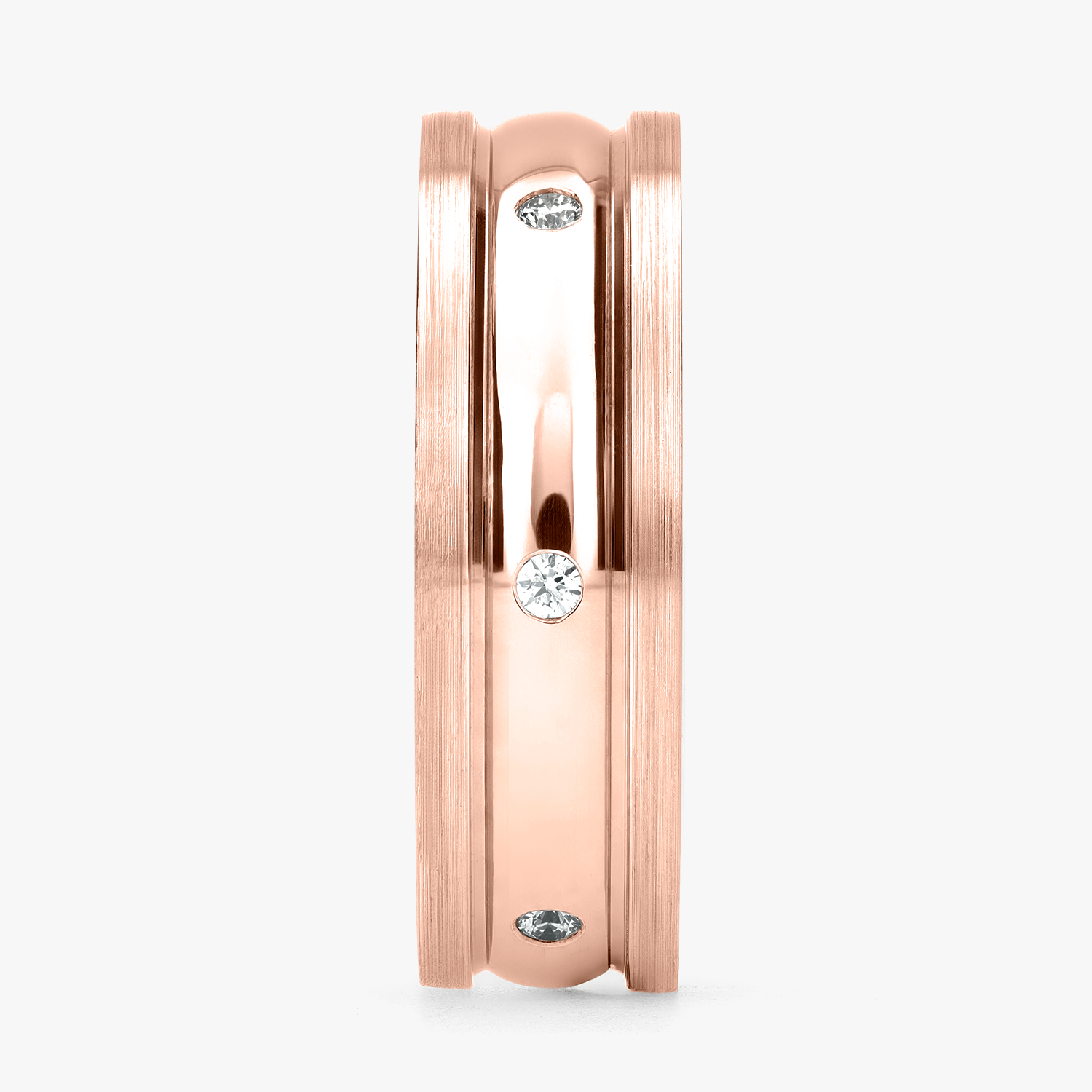 Argolla Volcán Confort Rellena 6mm Brillante con incrustaciones, oro rosado