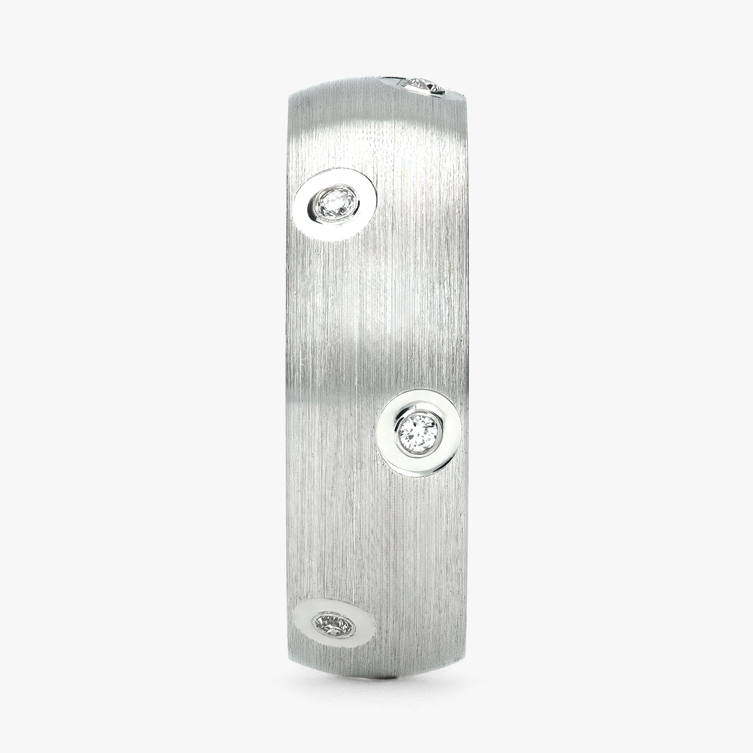 Argolla Cima Confort Rellena 6mm Brillante con incrustaciones, oro blanco