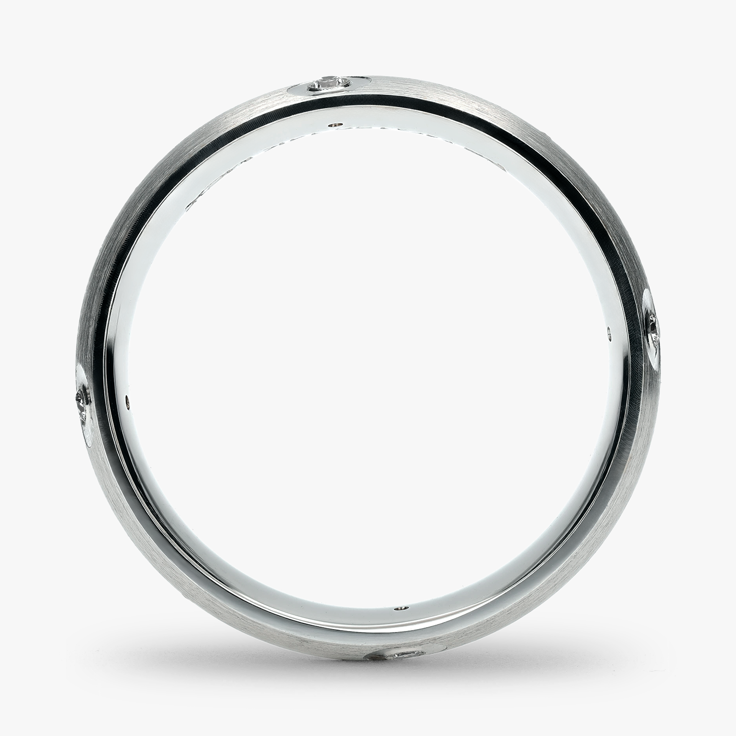 Argolla Cima Confort Rellena 6mm Brillante con incrustaciones, oro blanco