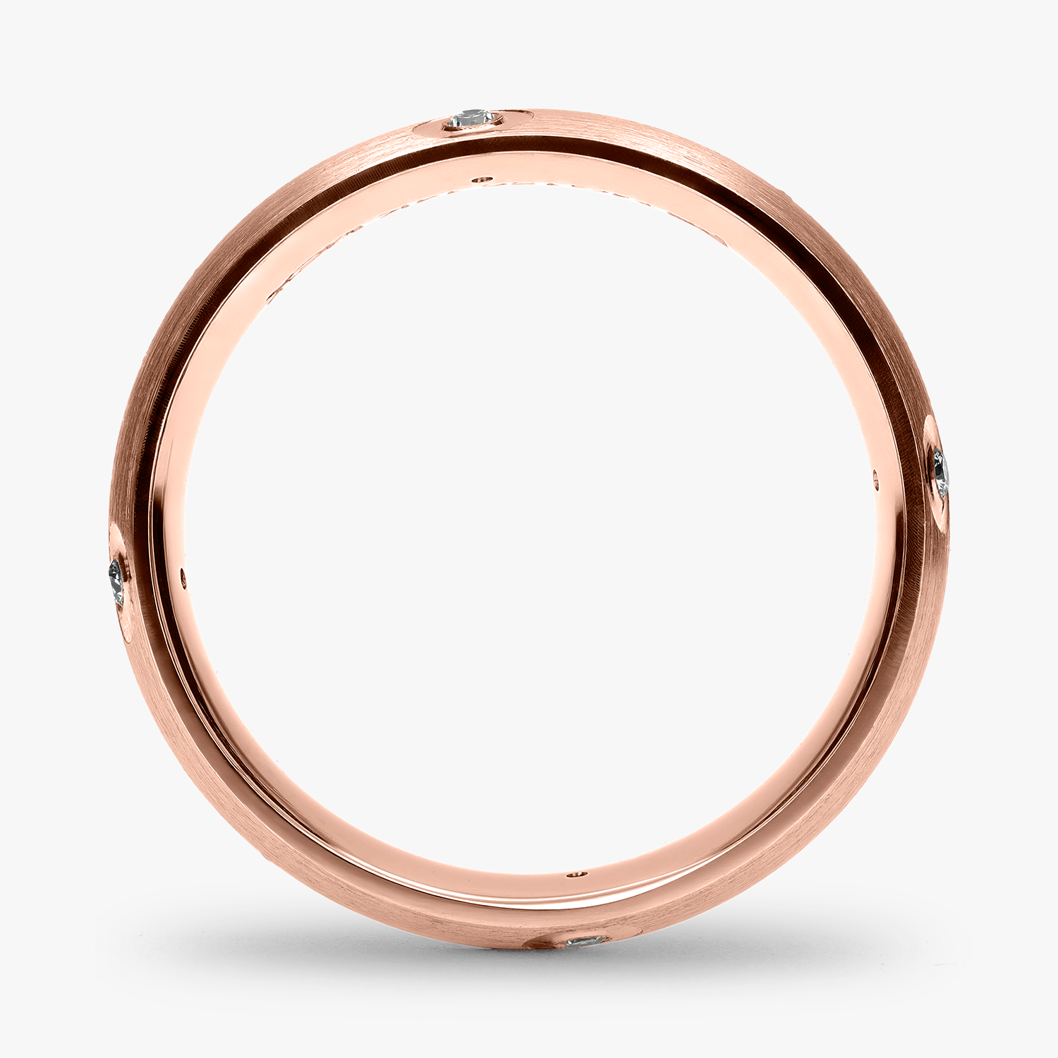 Argolla Cima Confort Rellena 6mm Brillante con incrustaciones, oro rosado