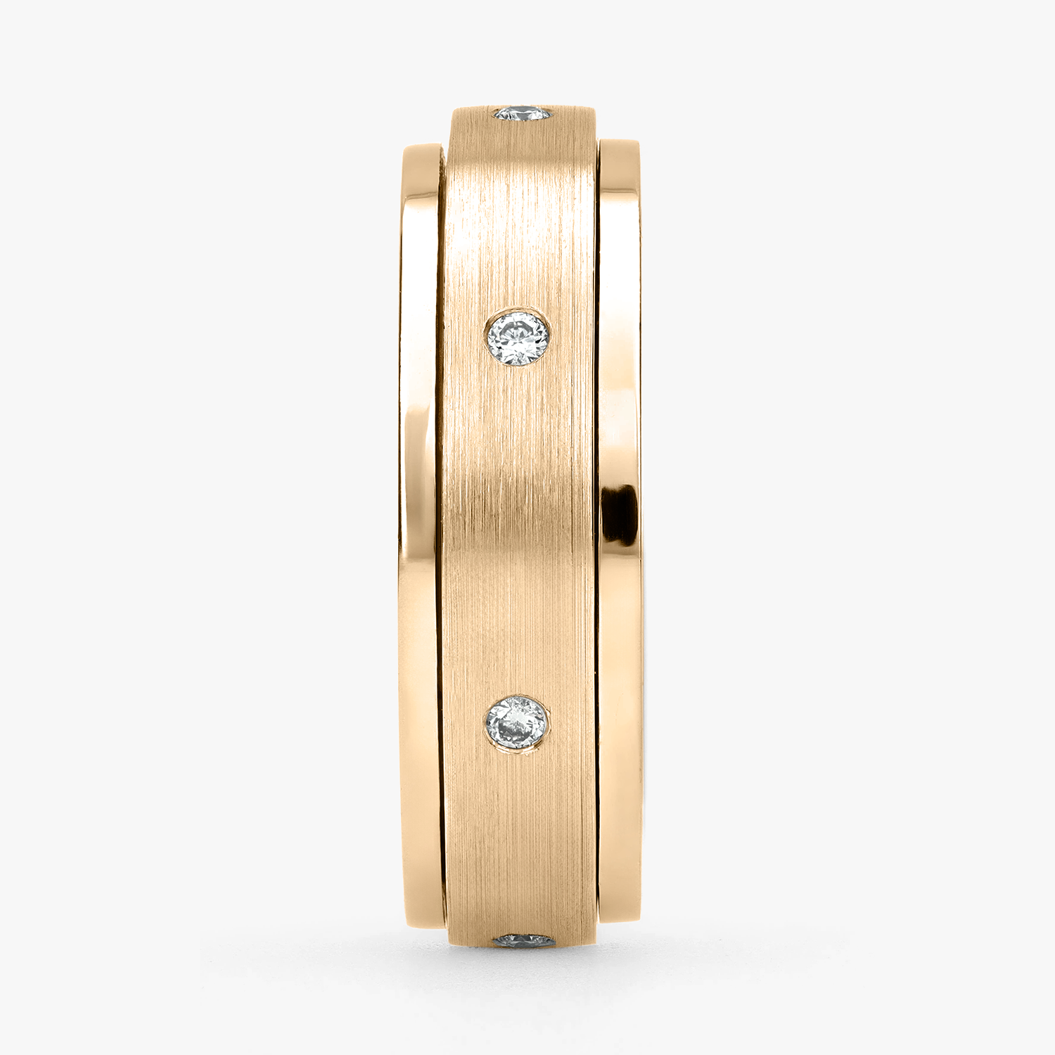 Argolla Espiral Confort Rellena 6mm giratoria Brillante con incrustaciones, oro amarillo