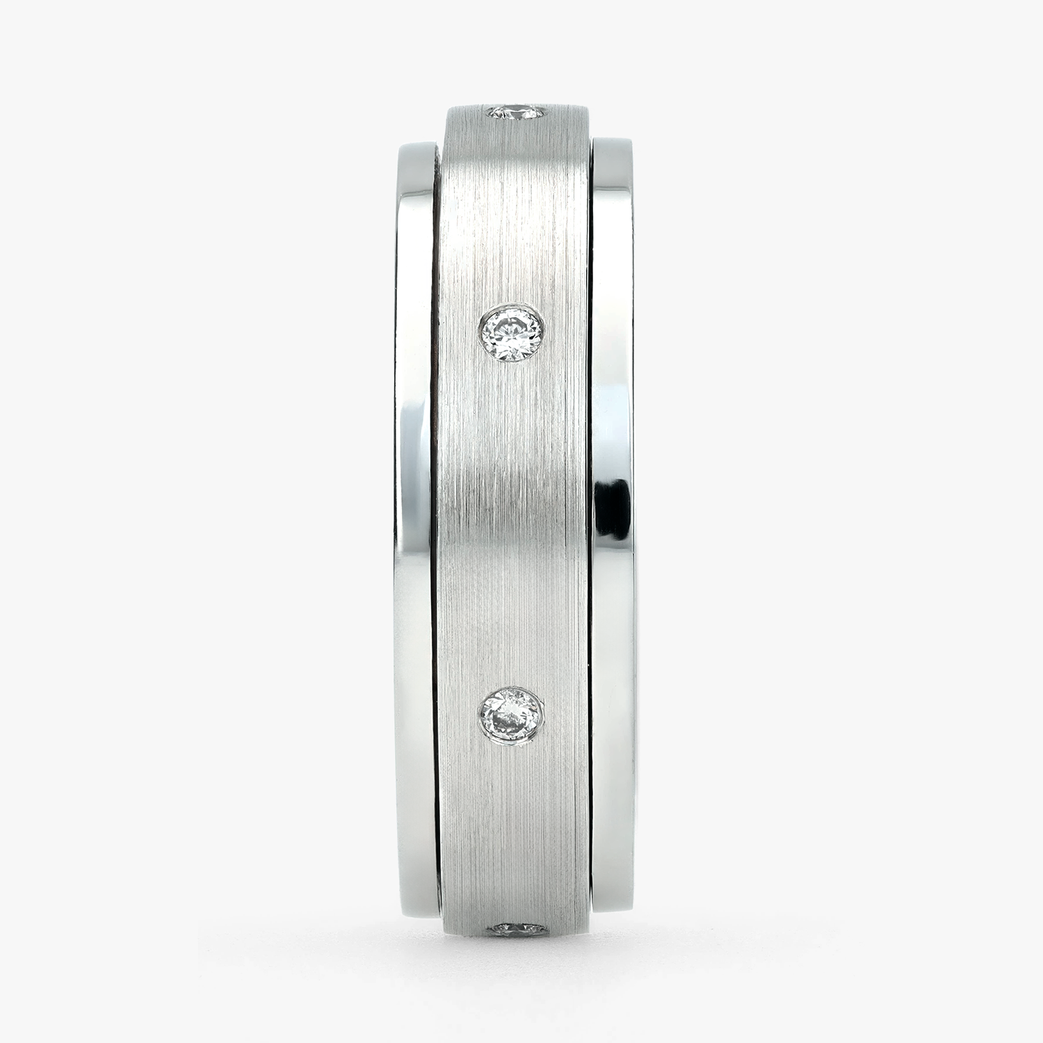 Argolla Espiral Confort Rellena 6mm giratoria Brillante con incrustaciones, oro blanco