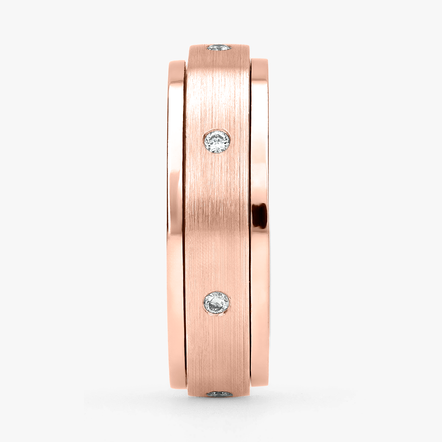 Argolla Espiral Confort Rellena 6mm giratoria Brillante con incrustaciones, oro rosado