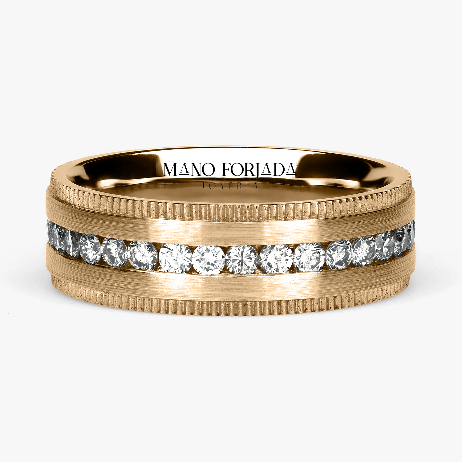 Argolla Veta Confort Rellena 6mm Brillante con incrustaciones, oro amarillo