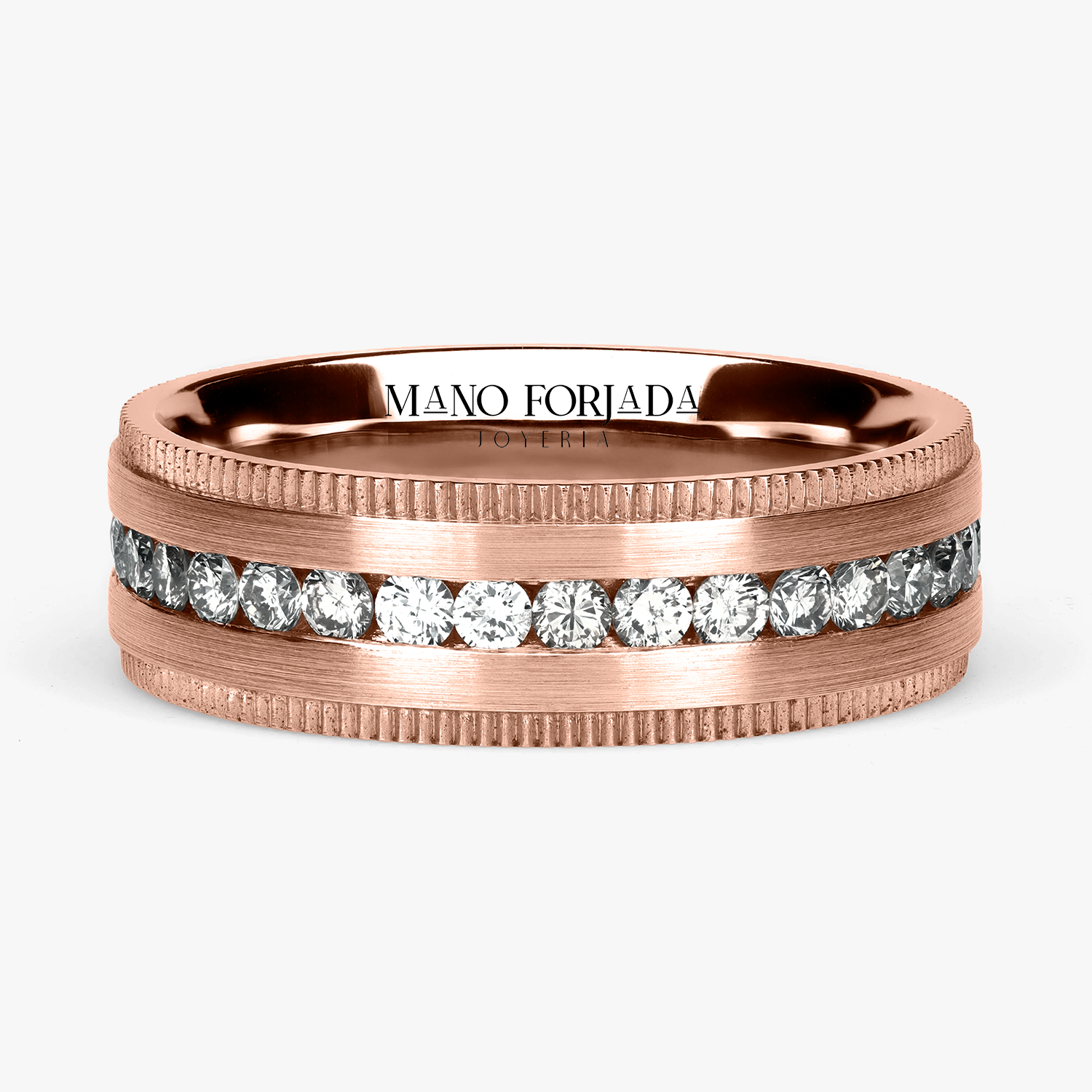 Argolla Veta Confort Rellena 6mm Brillante con incrustaciones, oro rosado