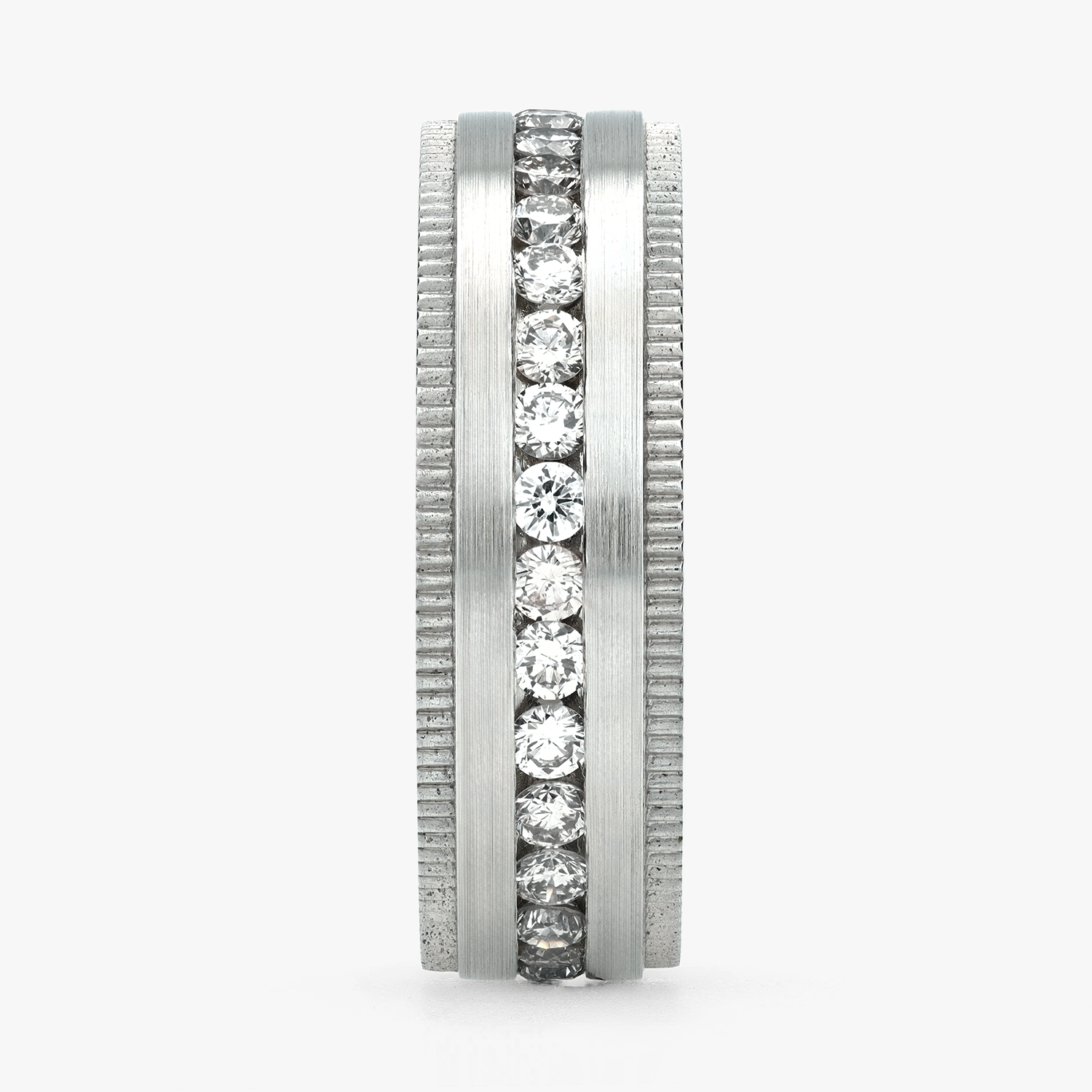 Argolla Veta Confort Rellena 6mm Brillante con incrustaciones, oro blanco
