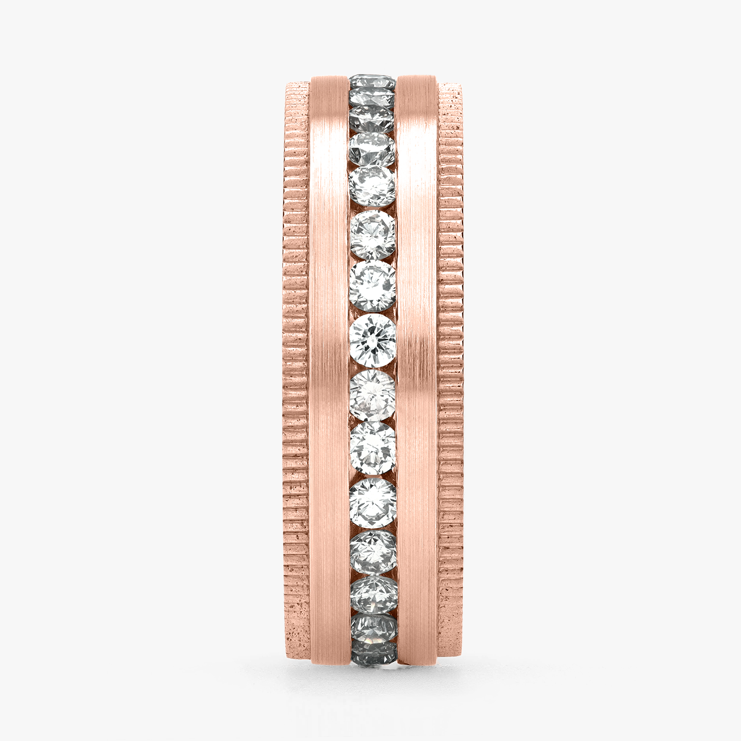 Argolla Veta Confort Rellena 6mm Brillante con incrustaciones, oro rosado