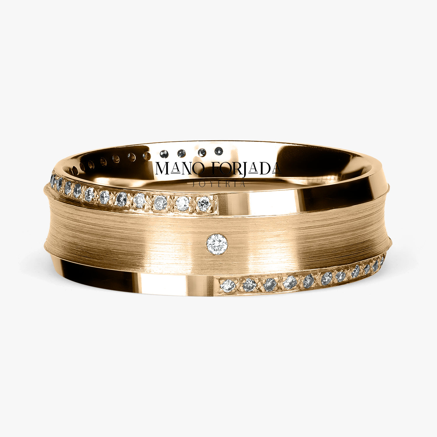 Argolla Pino Confort Rellena 6mm Brillante con incrustaciones, oro amarillo