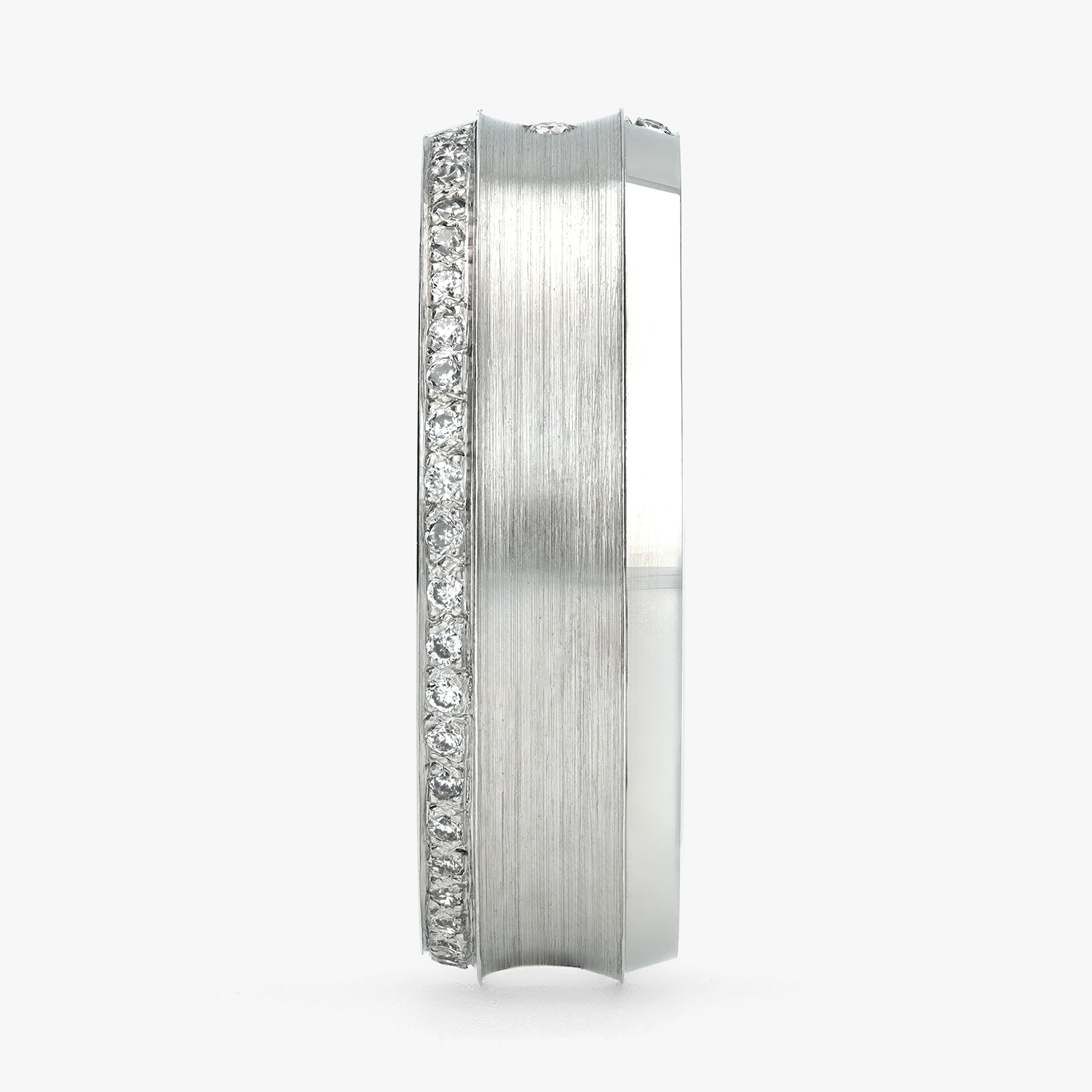 Argolla Pino Confort Rellena 6mm Brillante con incrustaciones, oro blanco